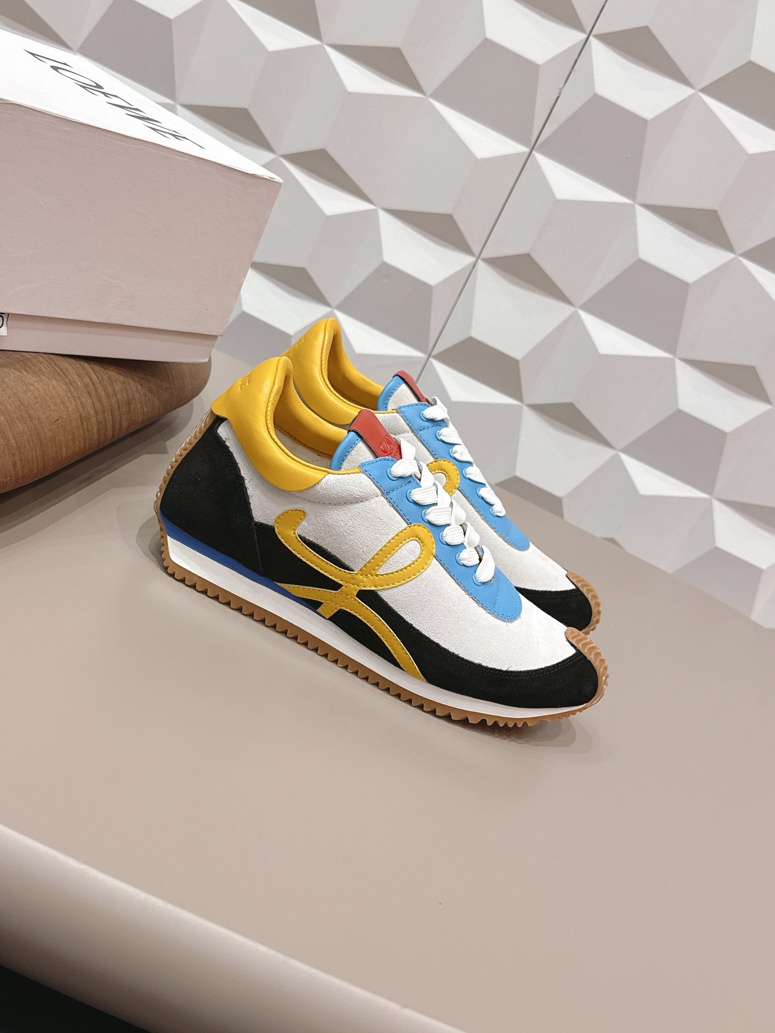 Loewe 26s Flow Runner Sneaker In Multicolor Suede And Calfskin Style 4