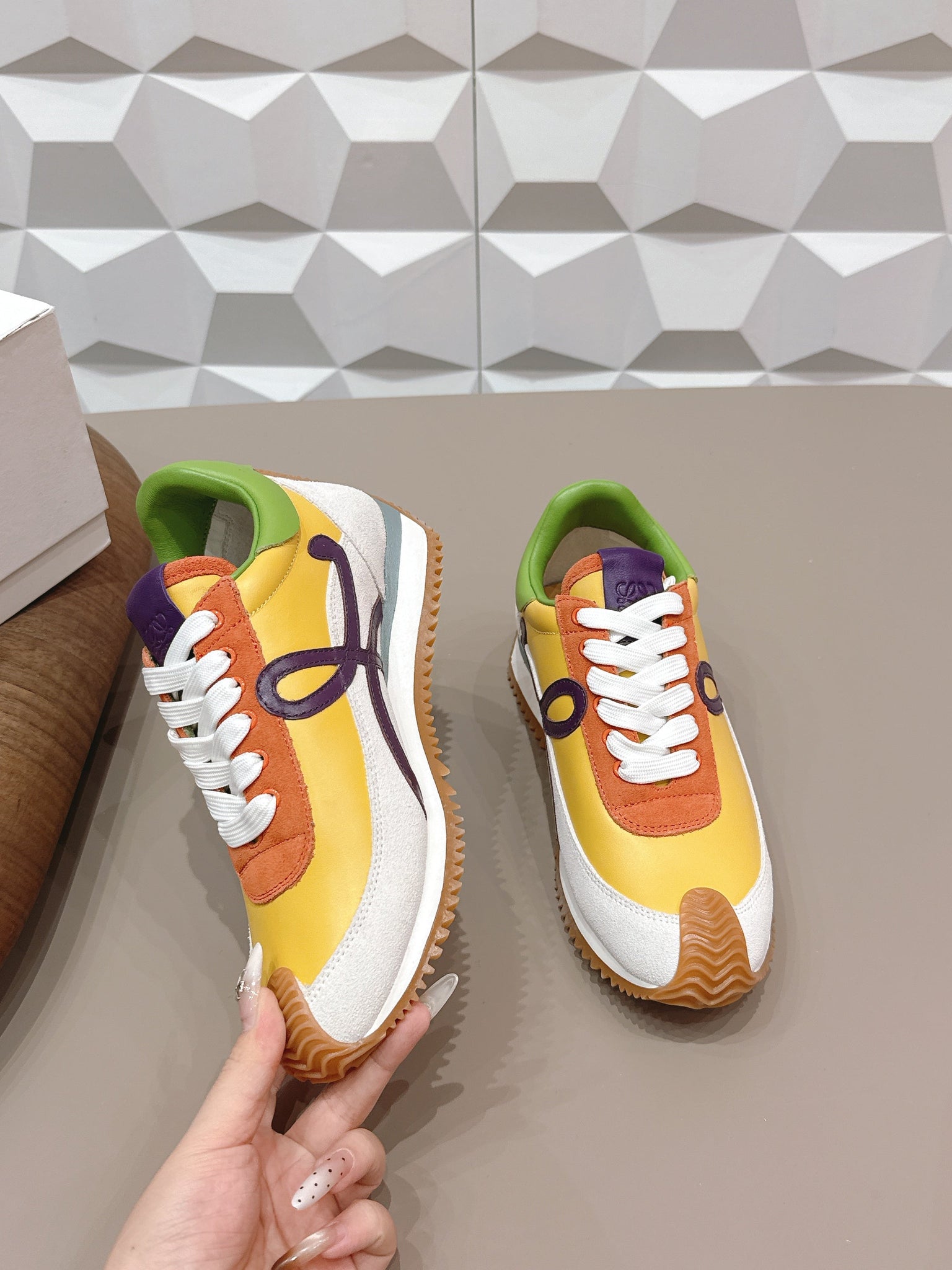 Loewe 26s Flow Runner Sneaker In Multicolor Calfskin And Suede Style 5