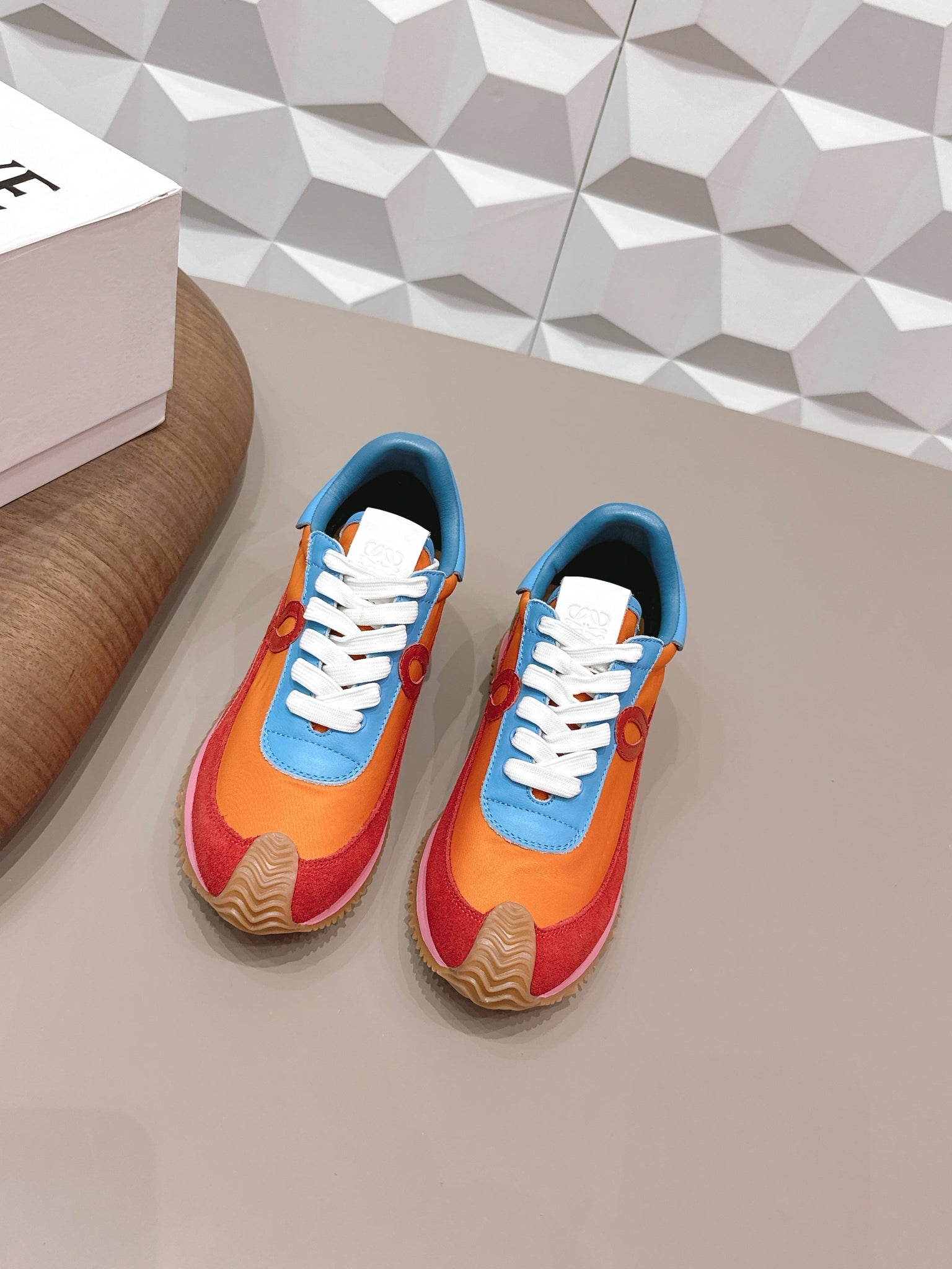 Loewe 26s Flow Runner Sneaker In Multicolor Suede And Calfskin