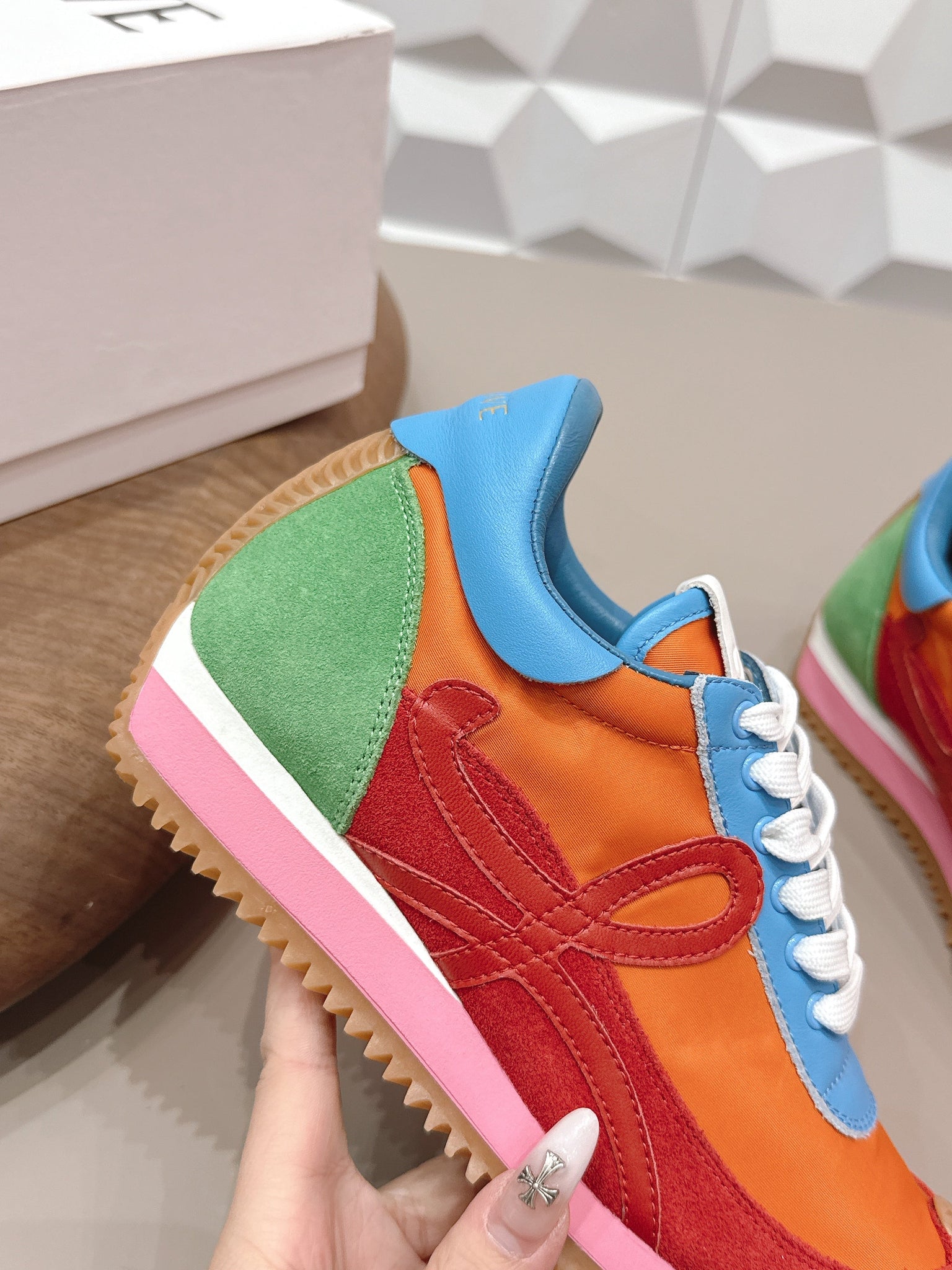 Loewe 26s Flow Runner Sneaker In Multicolor Suede And Calfskin