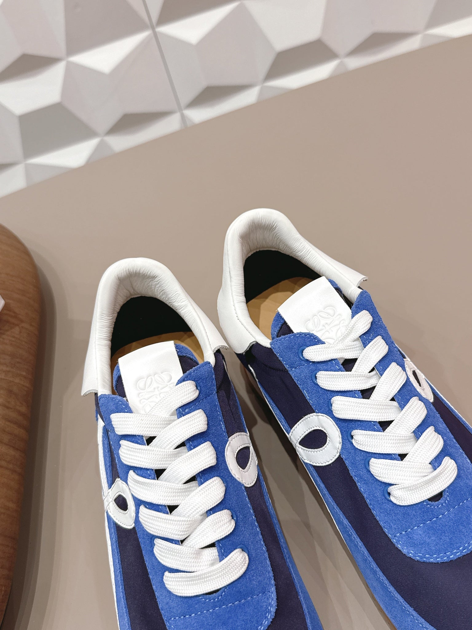 Loewe 26s Flow Runner Sneaker In Blue Suede And White Calfskin