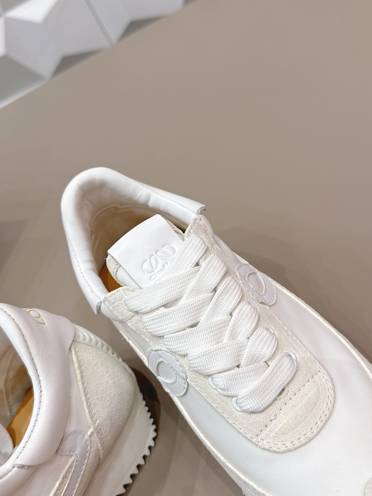 Loewe 26s Flow Runner Sneaker In White Suede And White Calfskin