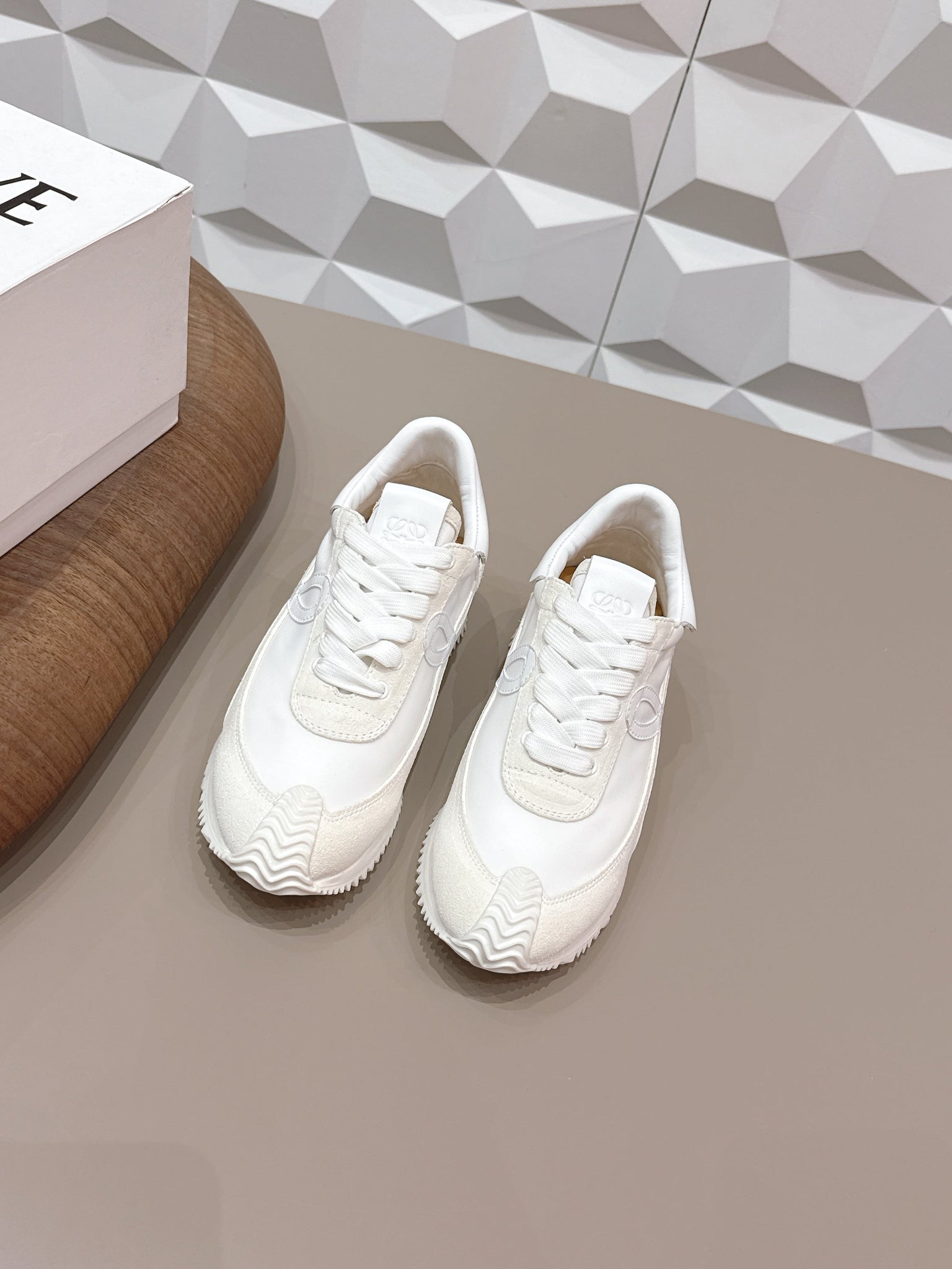Loewe 26s Flow Runner Sneaker In White Suede And White Calfskin