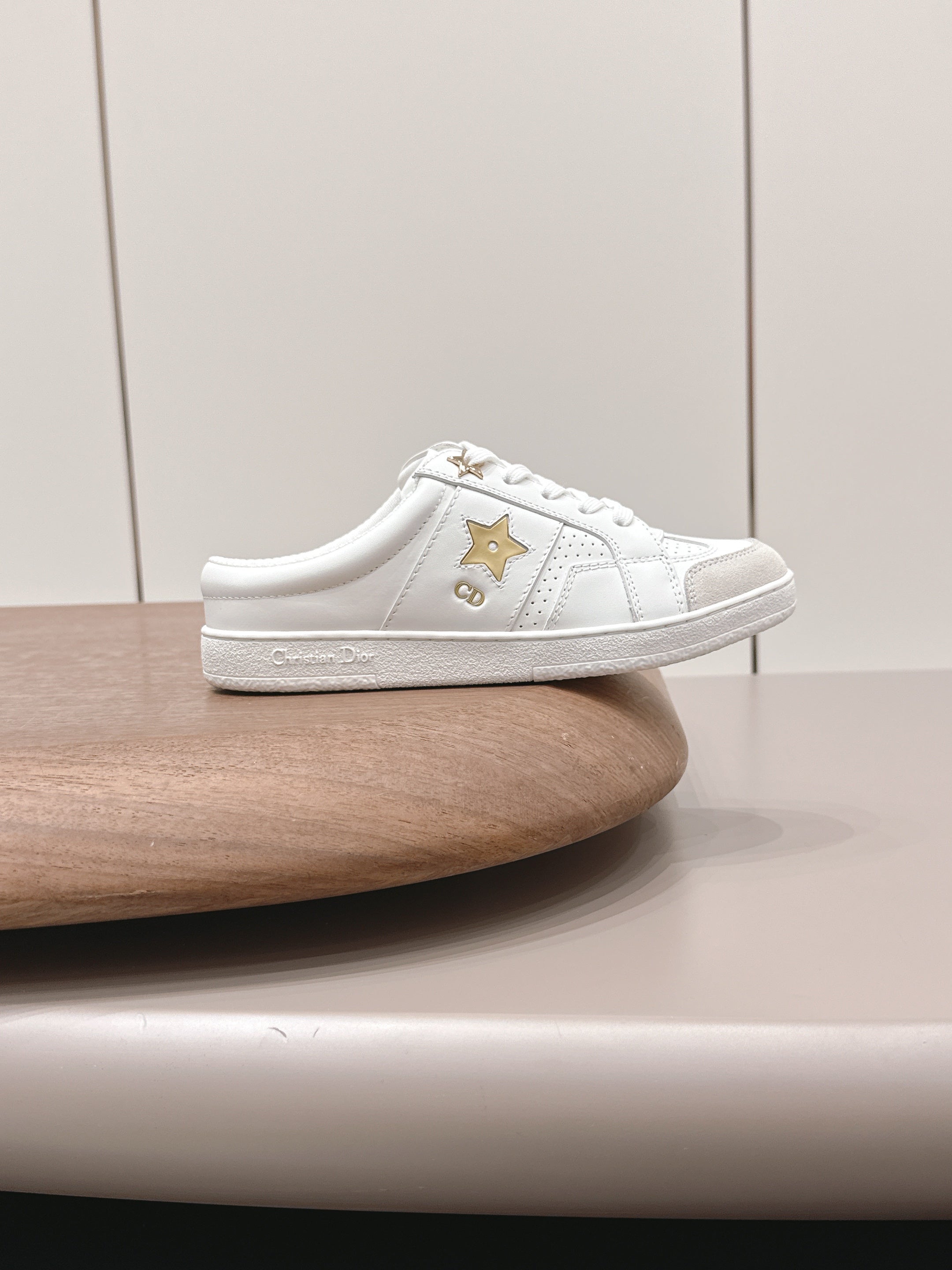 CD Dior Gold Star Mule White Suede Leather 739313