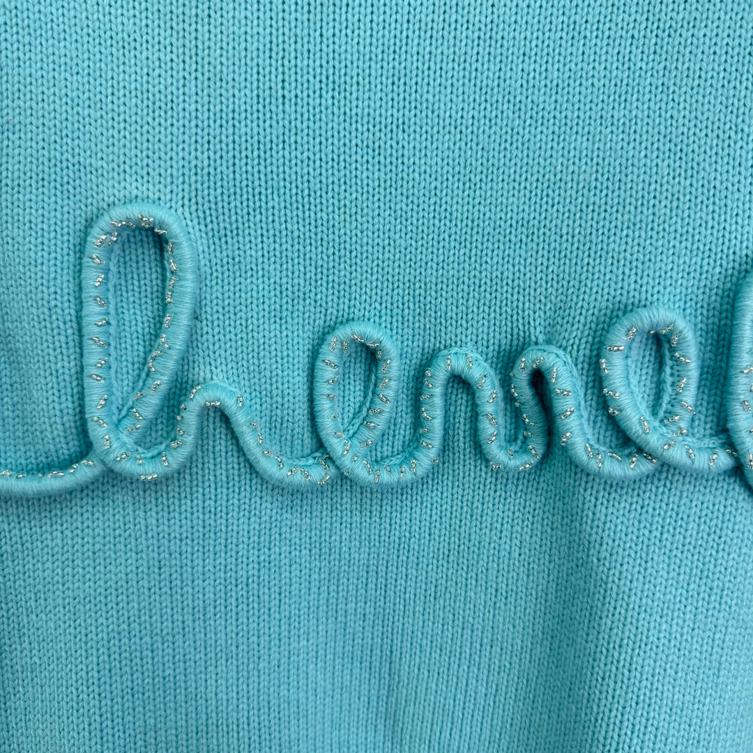 CC Beaded Crochet Knit Pullover Sweater Cashemere 345167