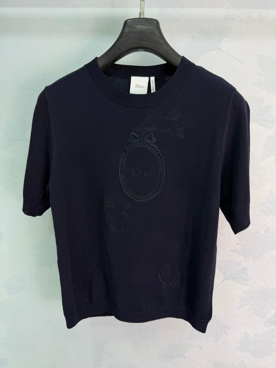 Dior 26S Oval Logo Short Sleeve Knit Top White 449372