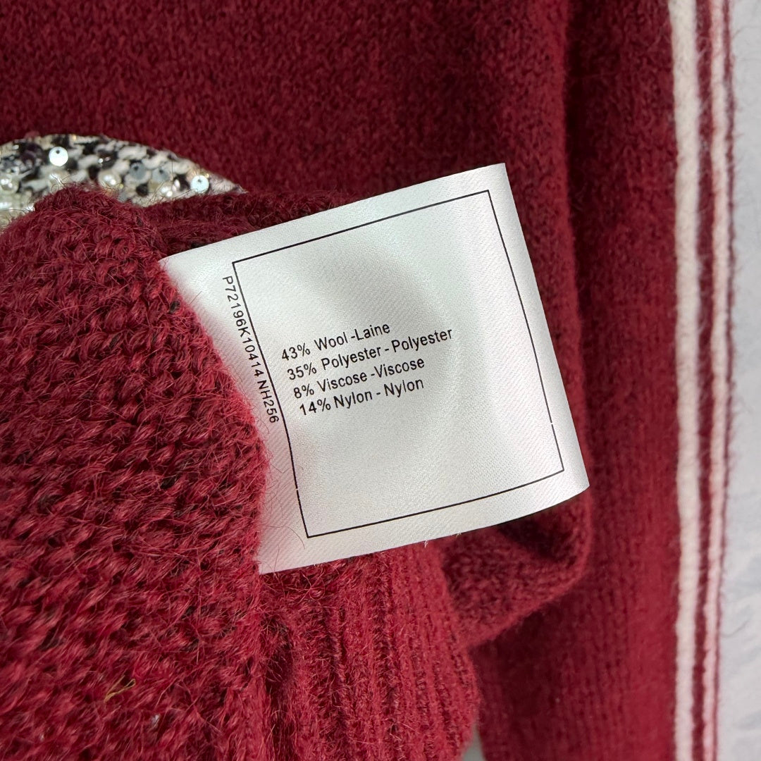 Chanel 26S Stripe Sequin CC Logo Sweater 449445