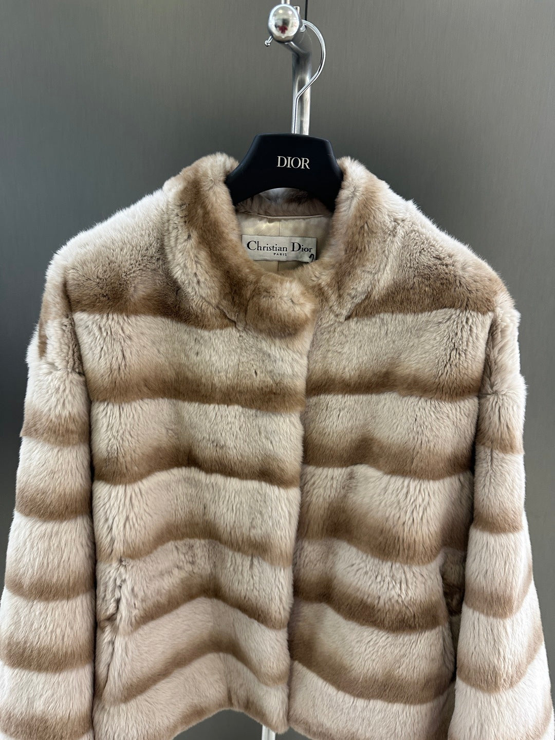 CD FW Coats Imported Milk Tea Rabbit Fur 343363