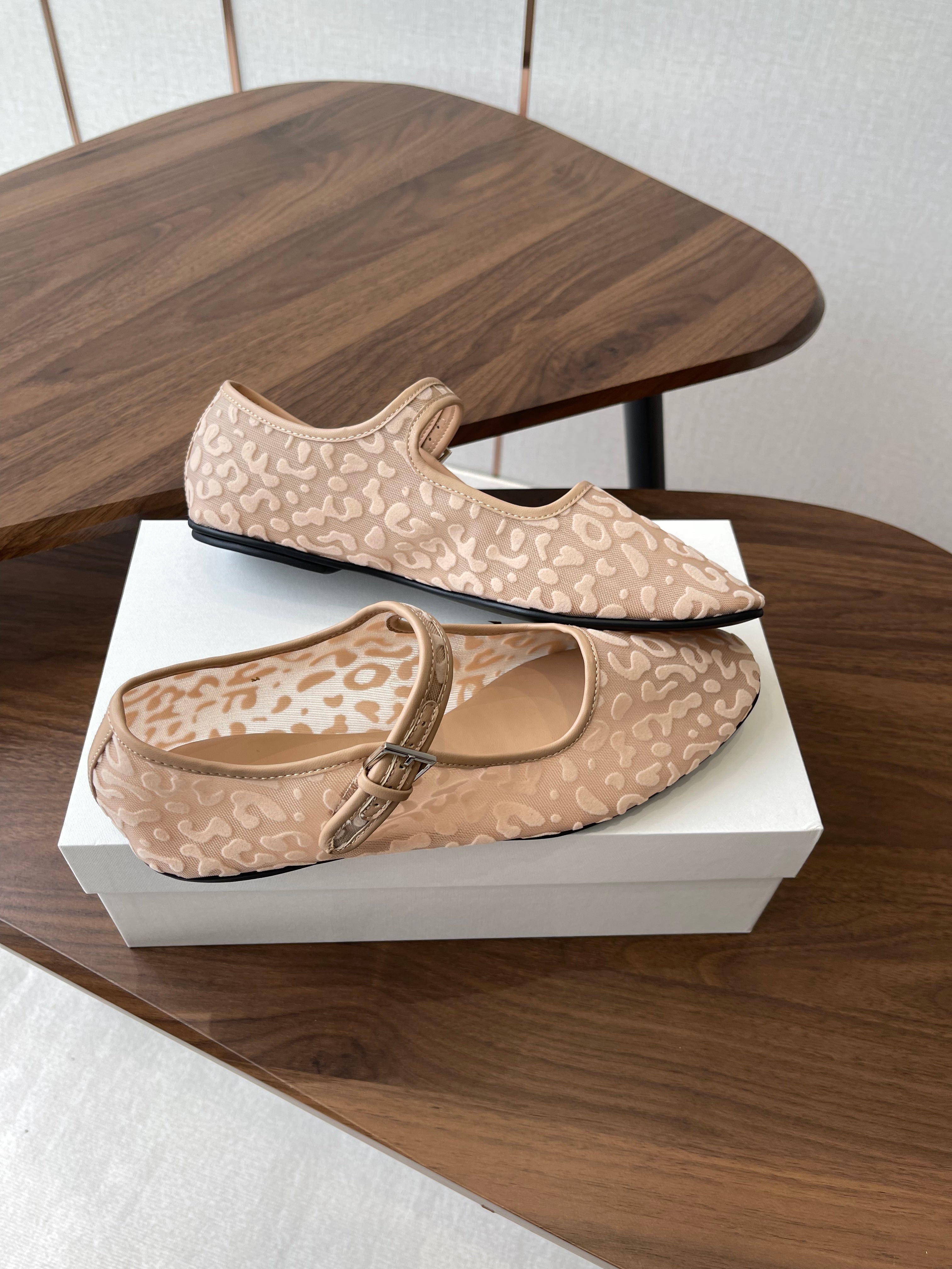 The Row Mary Jane Nude Beige Mesh And Sheepskin 330803