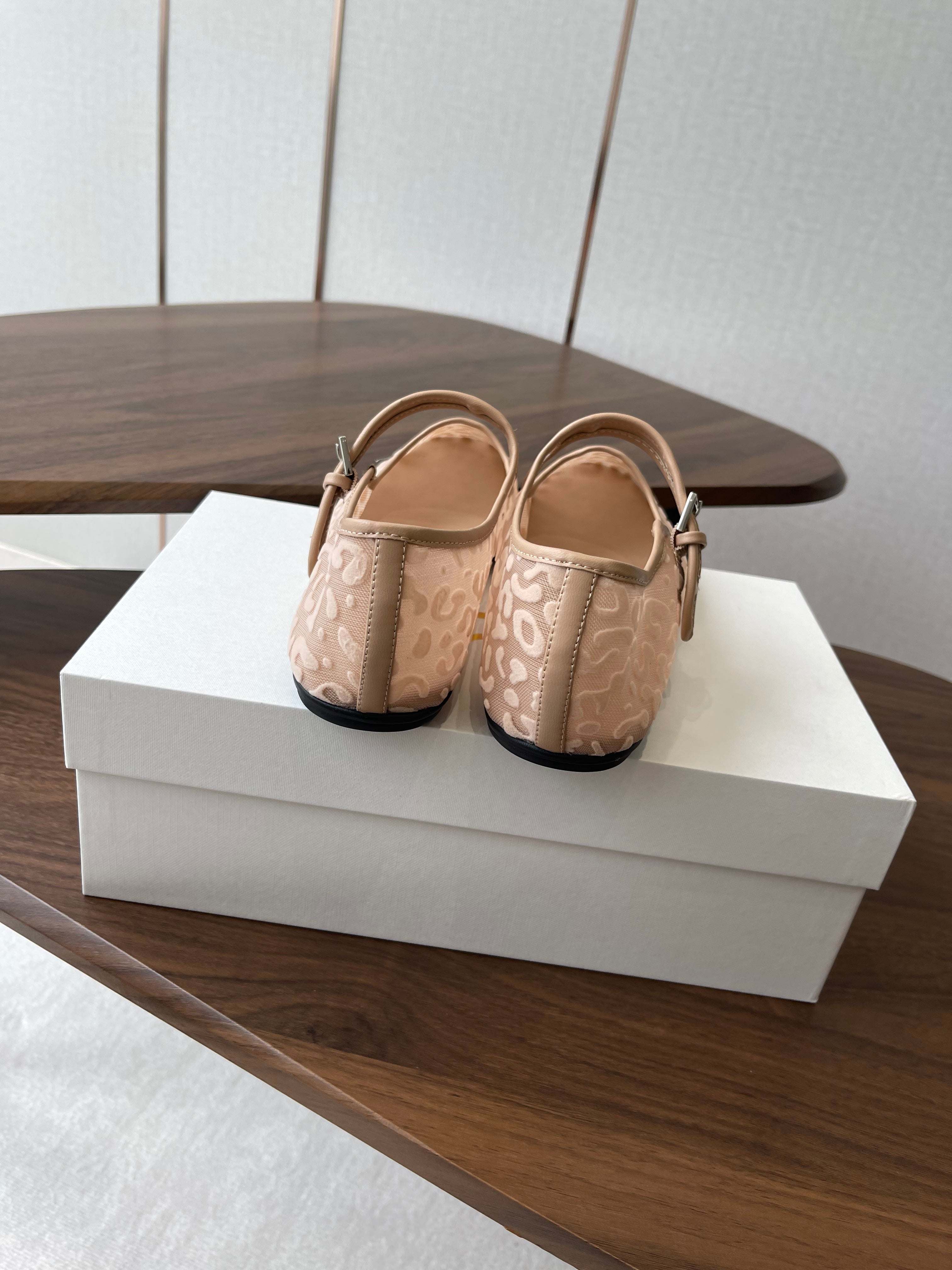 The Row Mary Jane Nude Beige Mesh And Sheepskin 330803