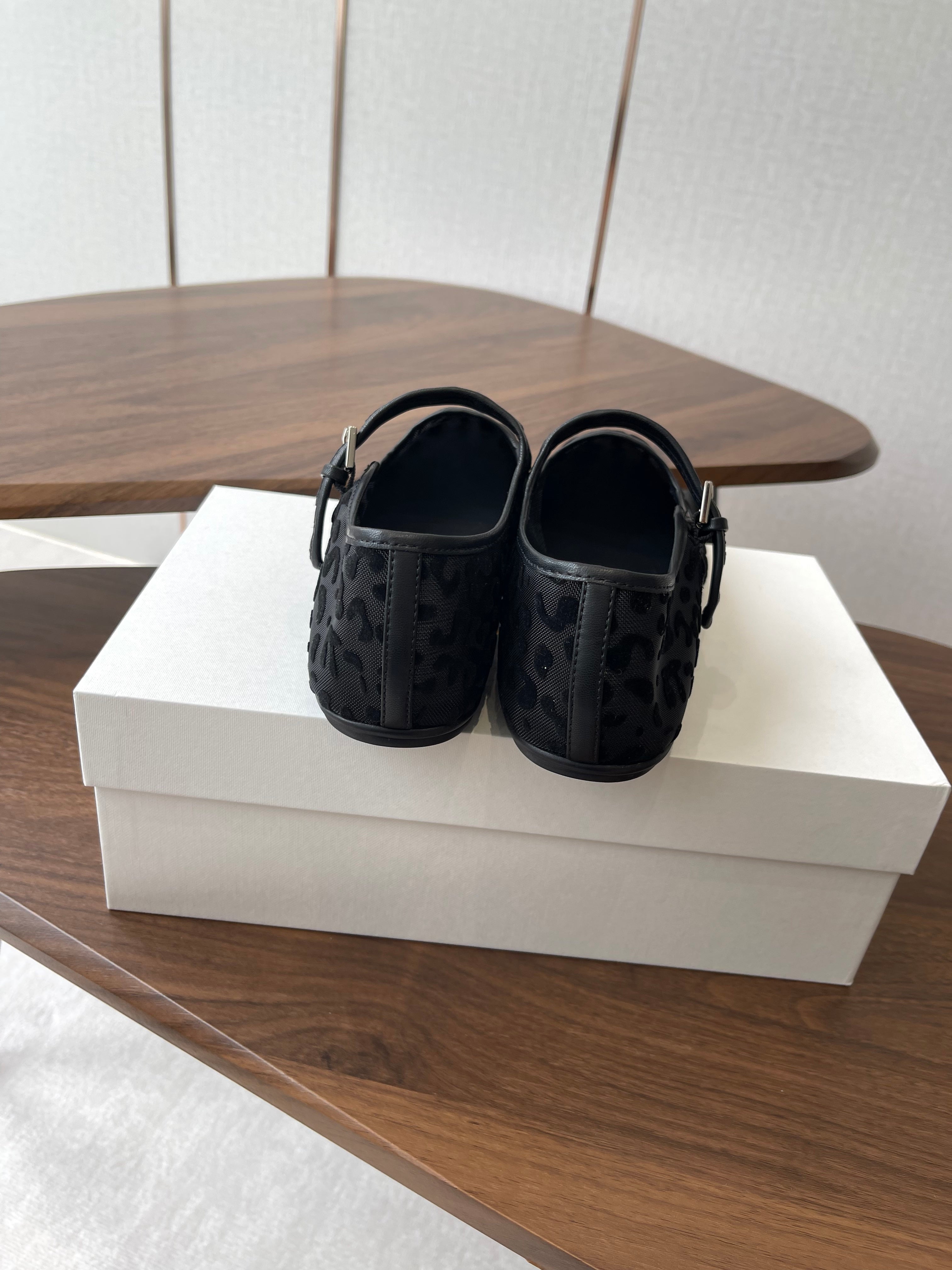 The Row Mary Jane Black Mesh And Sheepskin 330804