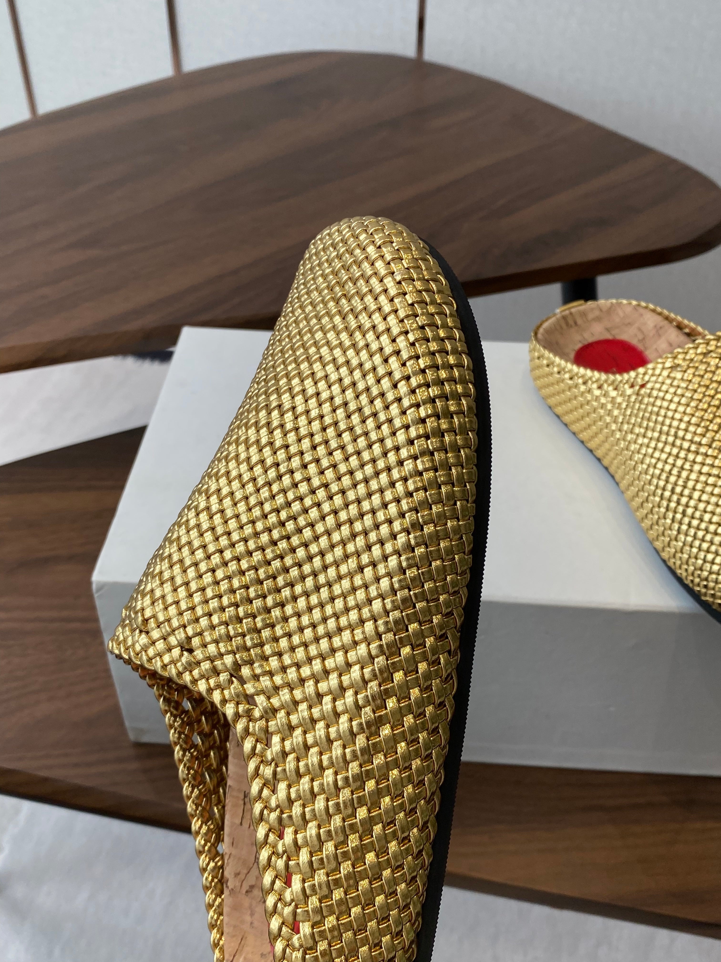 The Row Slip-on Mule Metallic Gold Woven Cowhide 334526