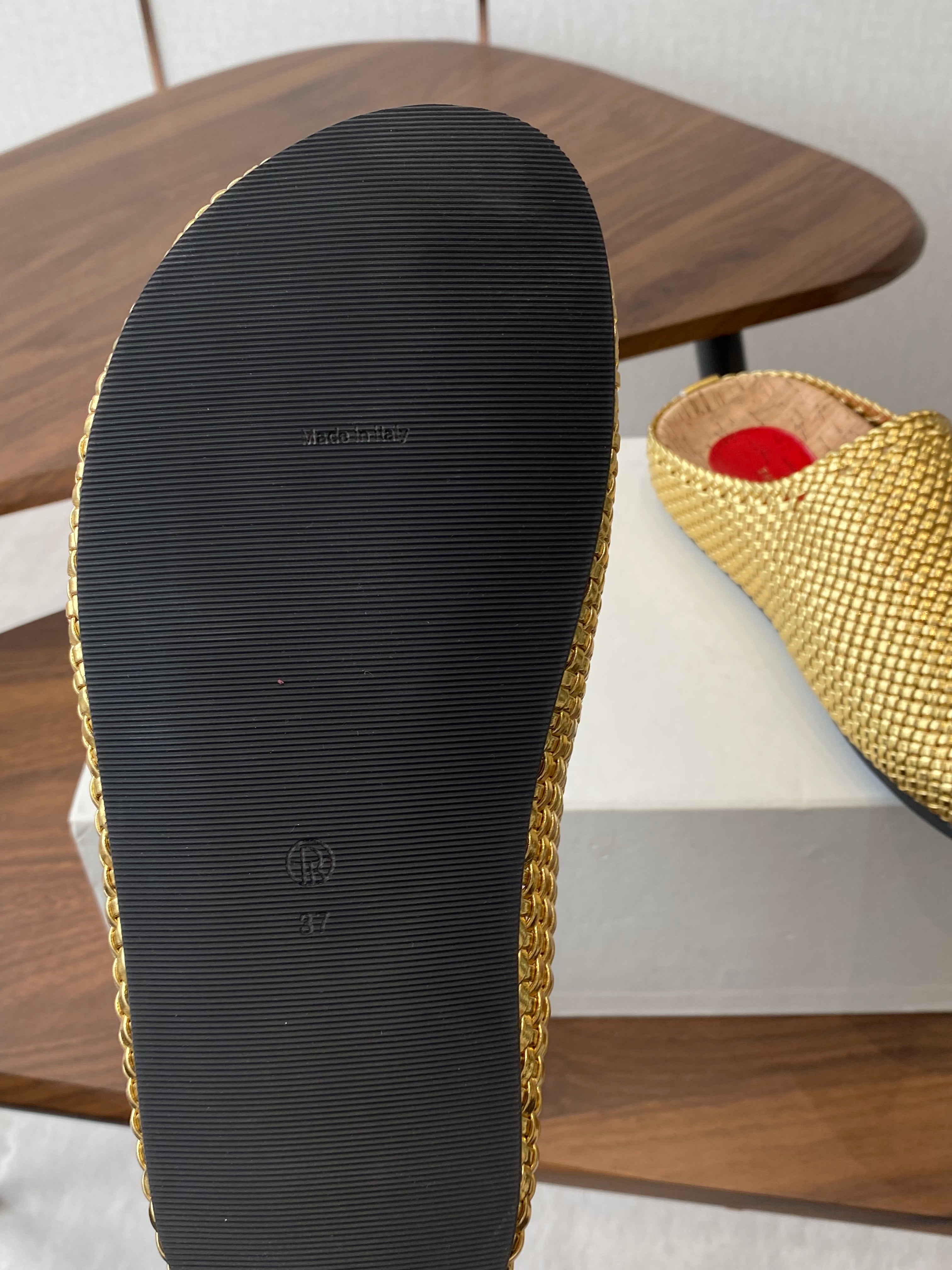 The Row Slip-on Mule Metallic Gold Woven Cowhide 334526