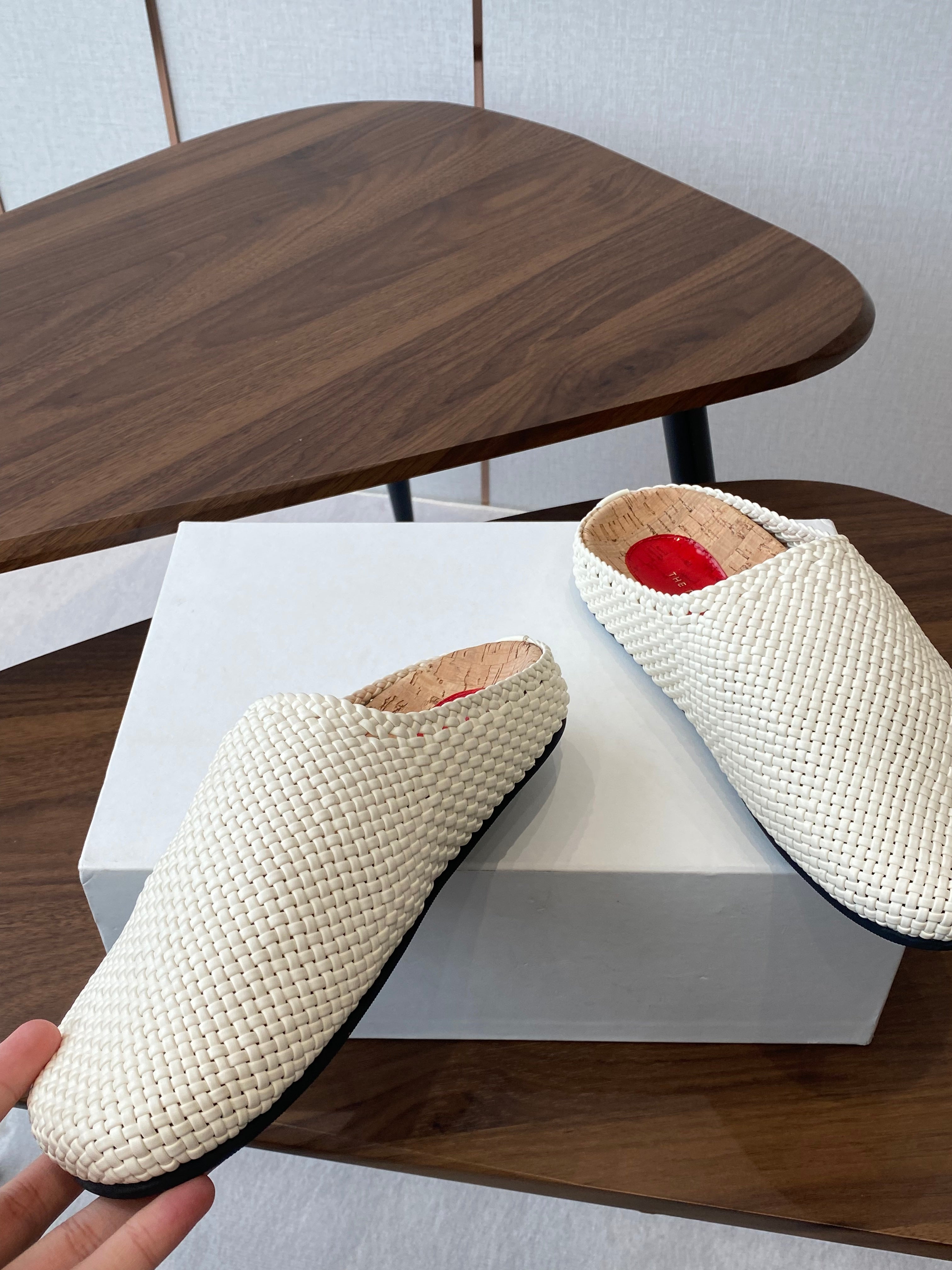 The Row Slip-on Mule White Woven Cowhide 334527