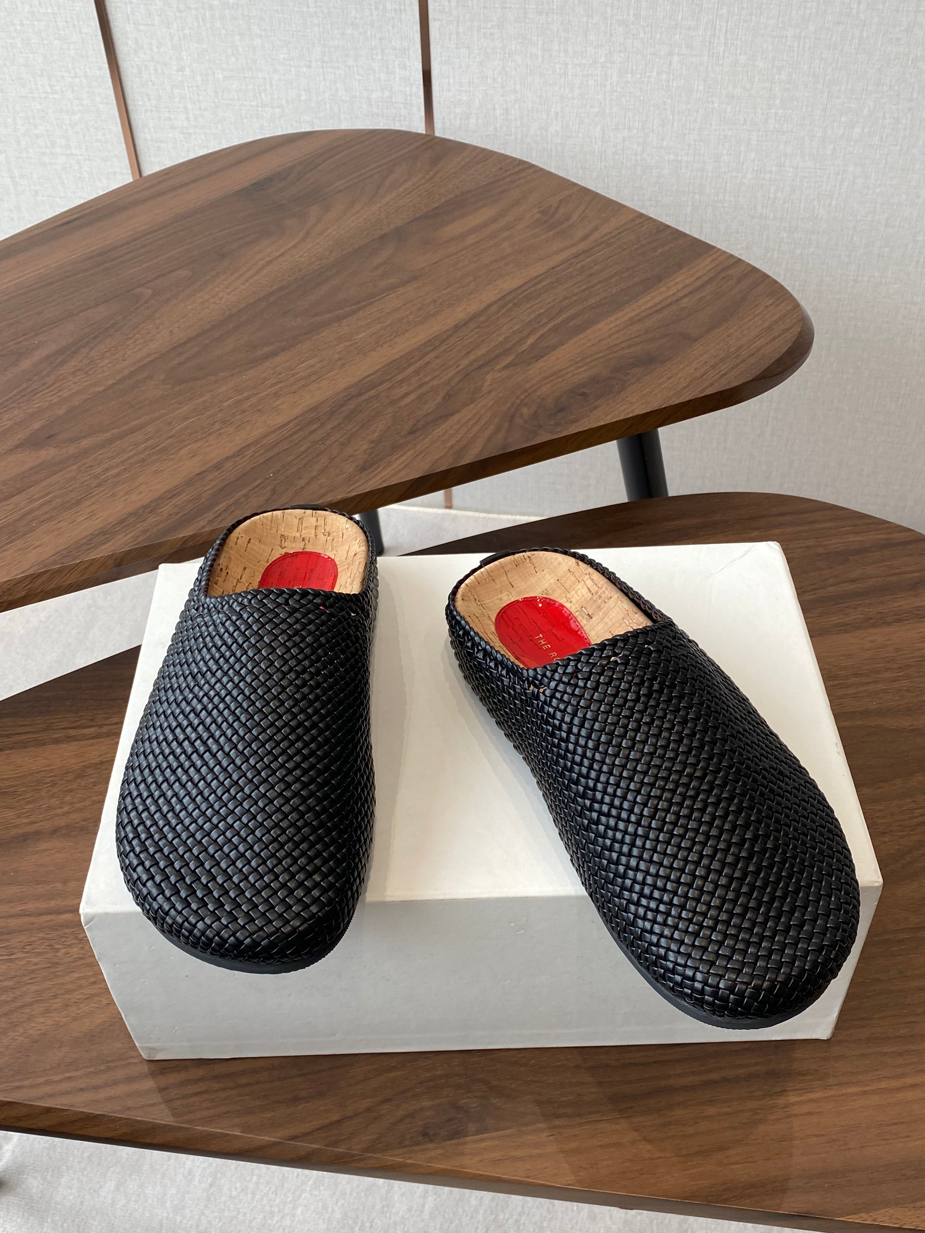 The Row Slip-on Mule Black Woven Cowhide 334528