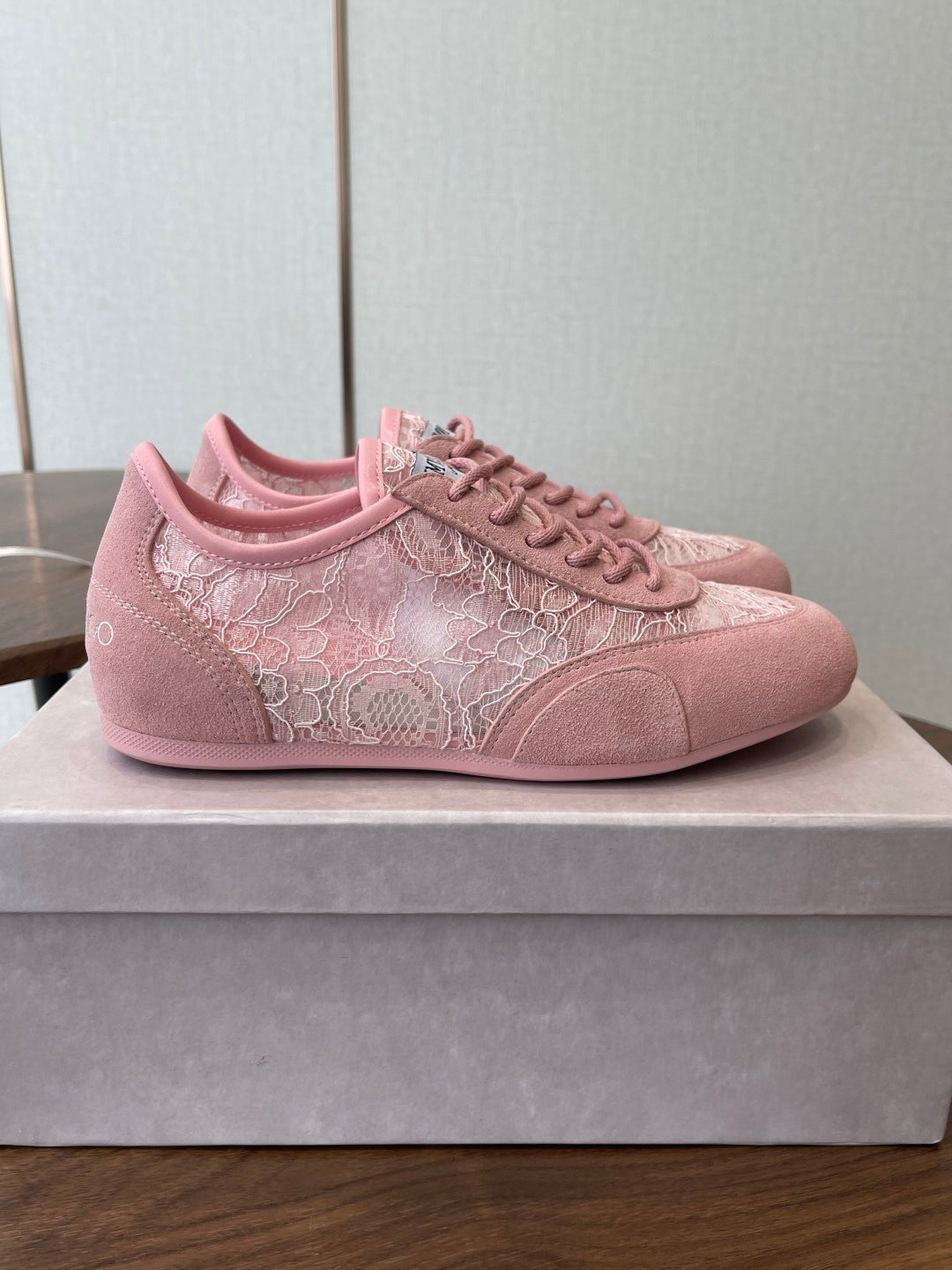 Jimmy Choo Sunny F Sneaker Pink Lace Leather