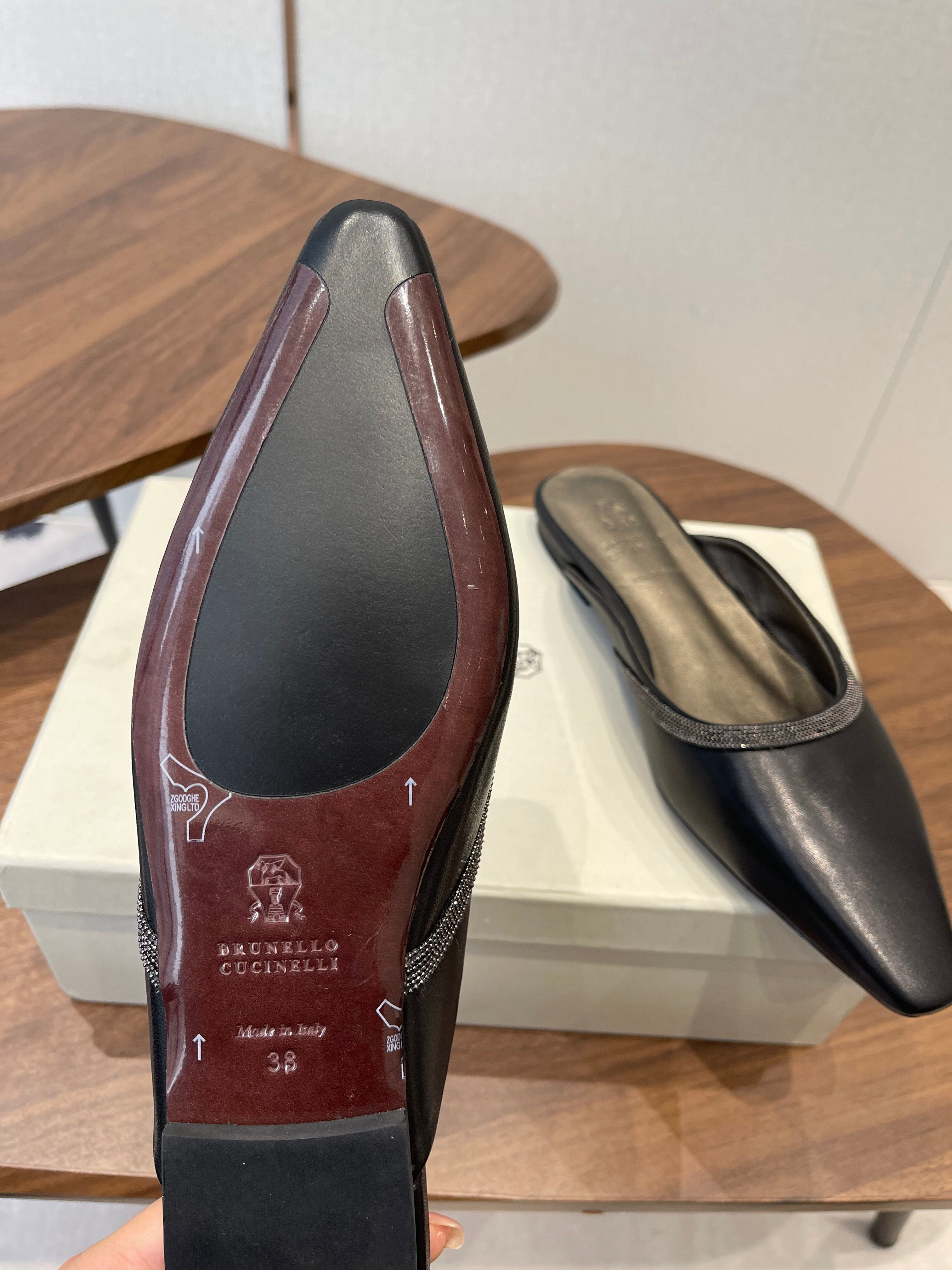 Brunello Monili-chain Mules Black Leather 624507