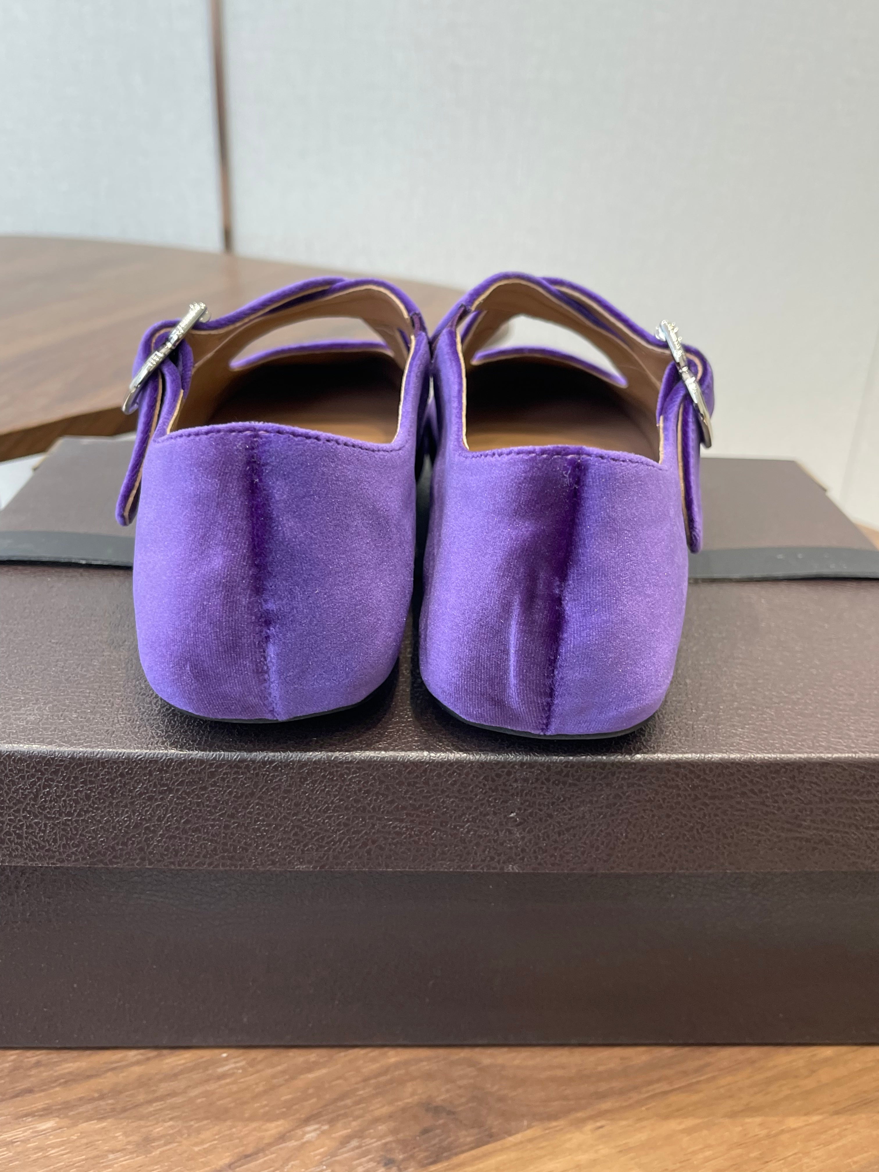 Alaïa Criss Cross Ballet Flat Purple Velvet 633857