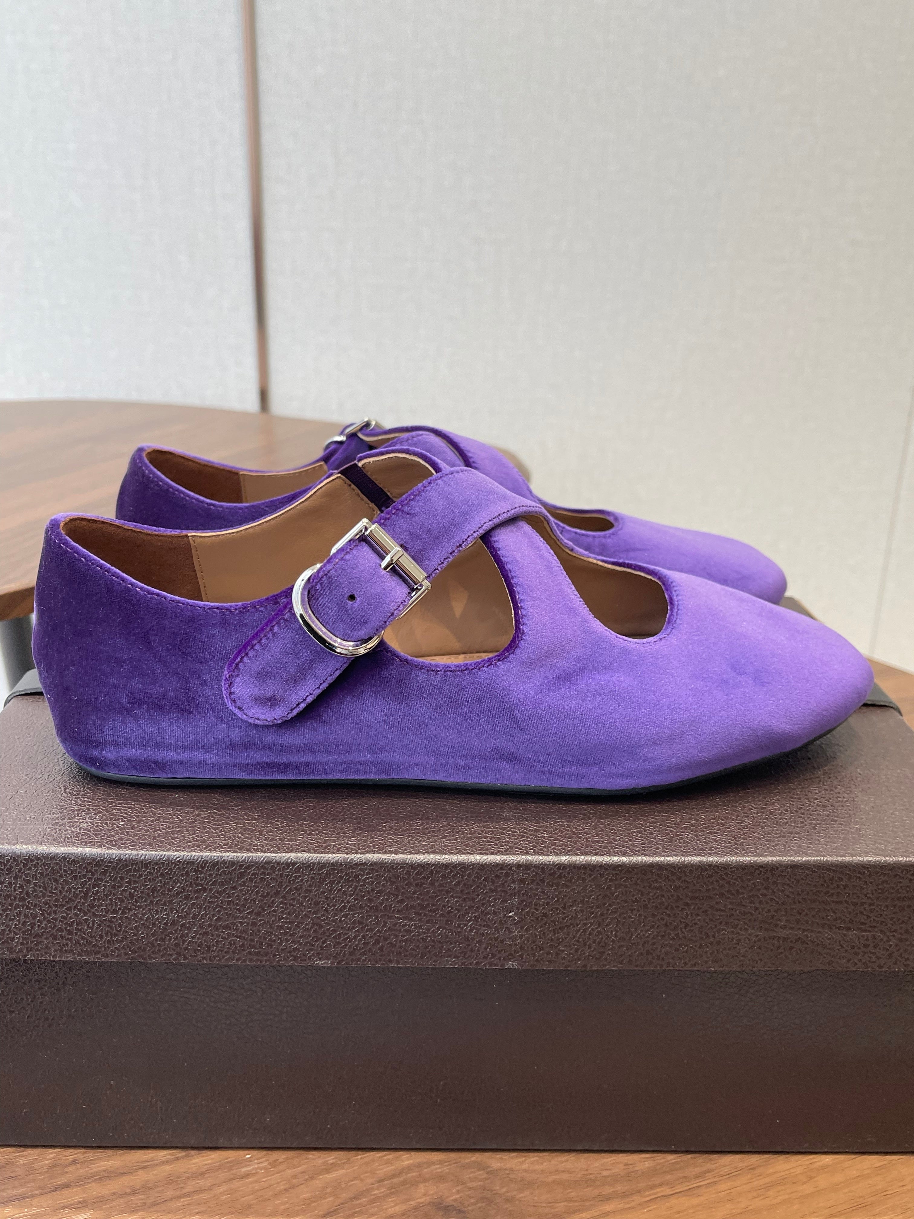 Alaïa Criss Cross Ballet Flat Purple Velvet 633857