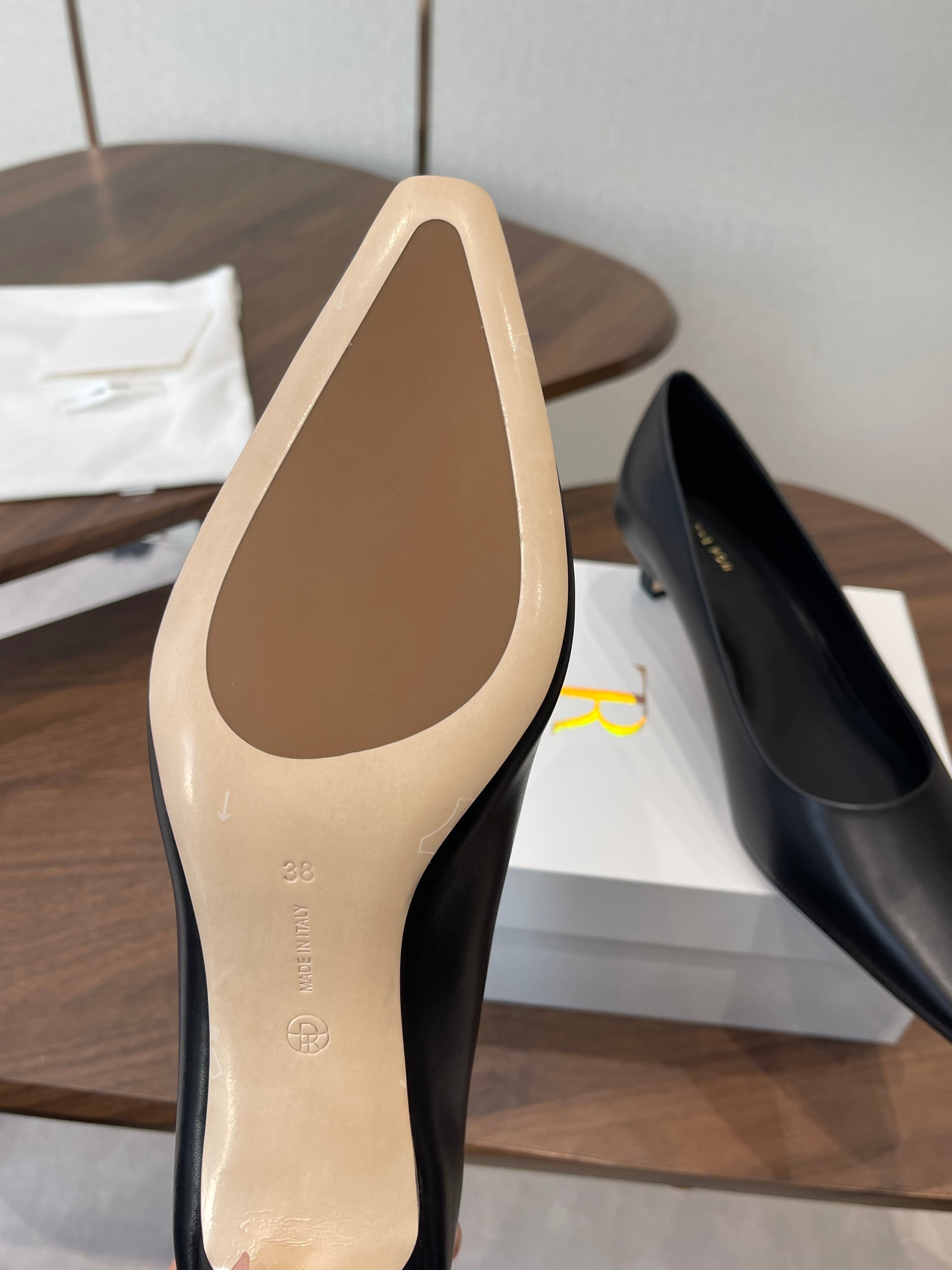 The Row Carla 45 Slingback Black Leather 633753