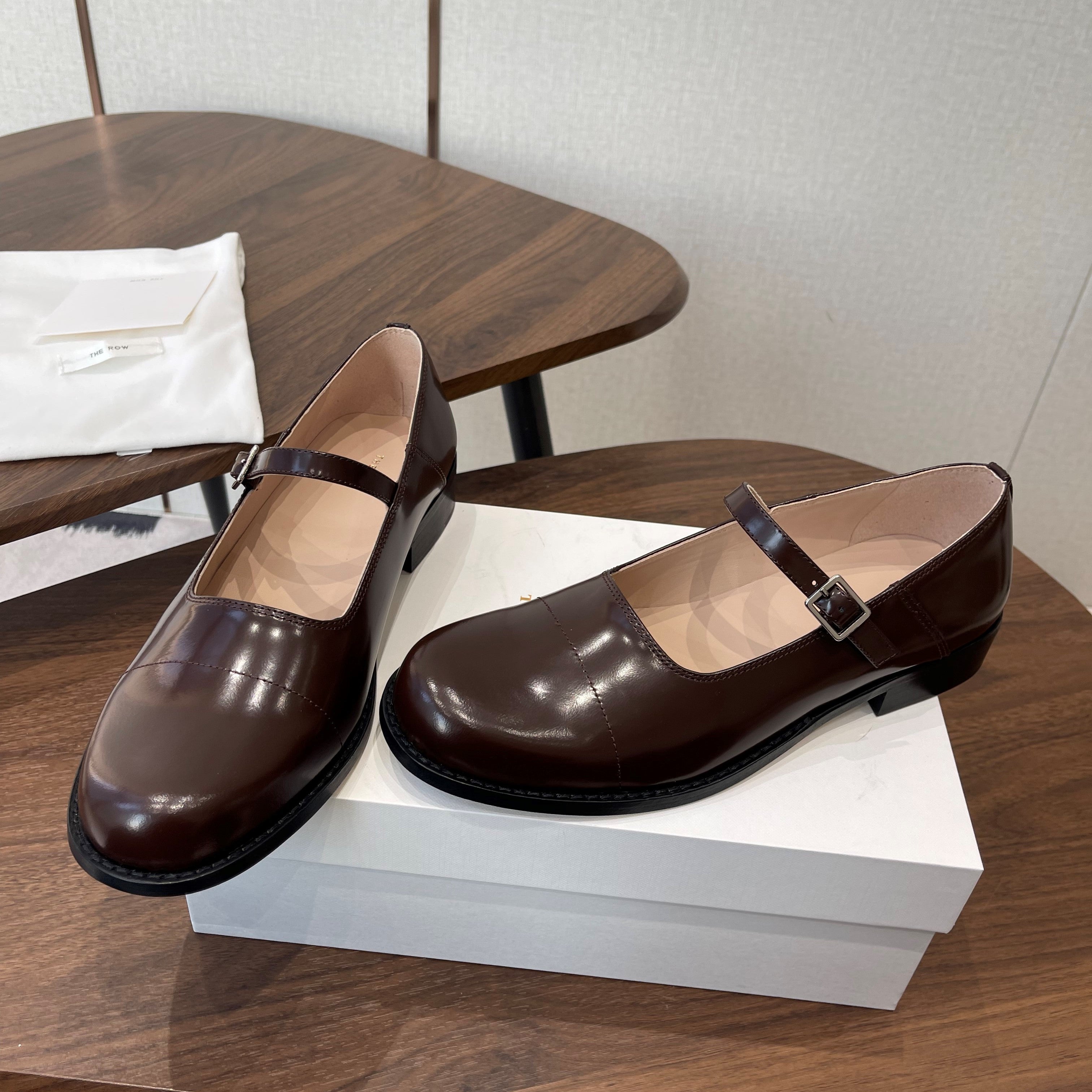 The Row Kai Mary Jane Brown Patent Leather 633754