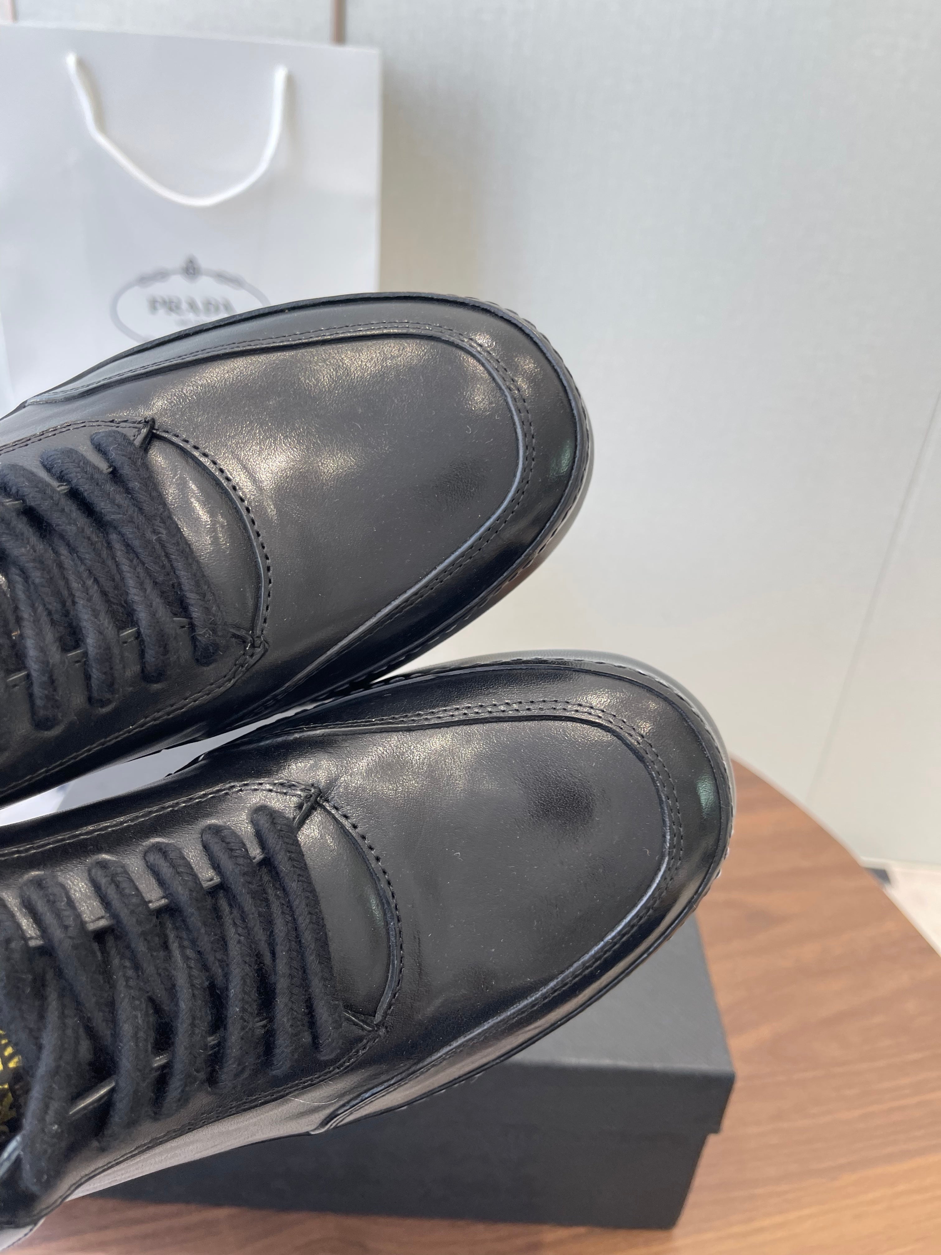 Prada Downtown Sneaker Black Shiny Leather 727638