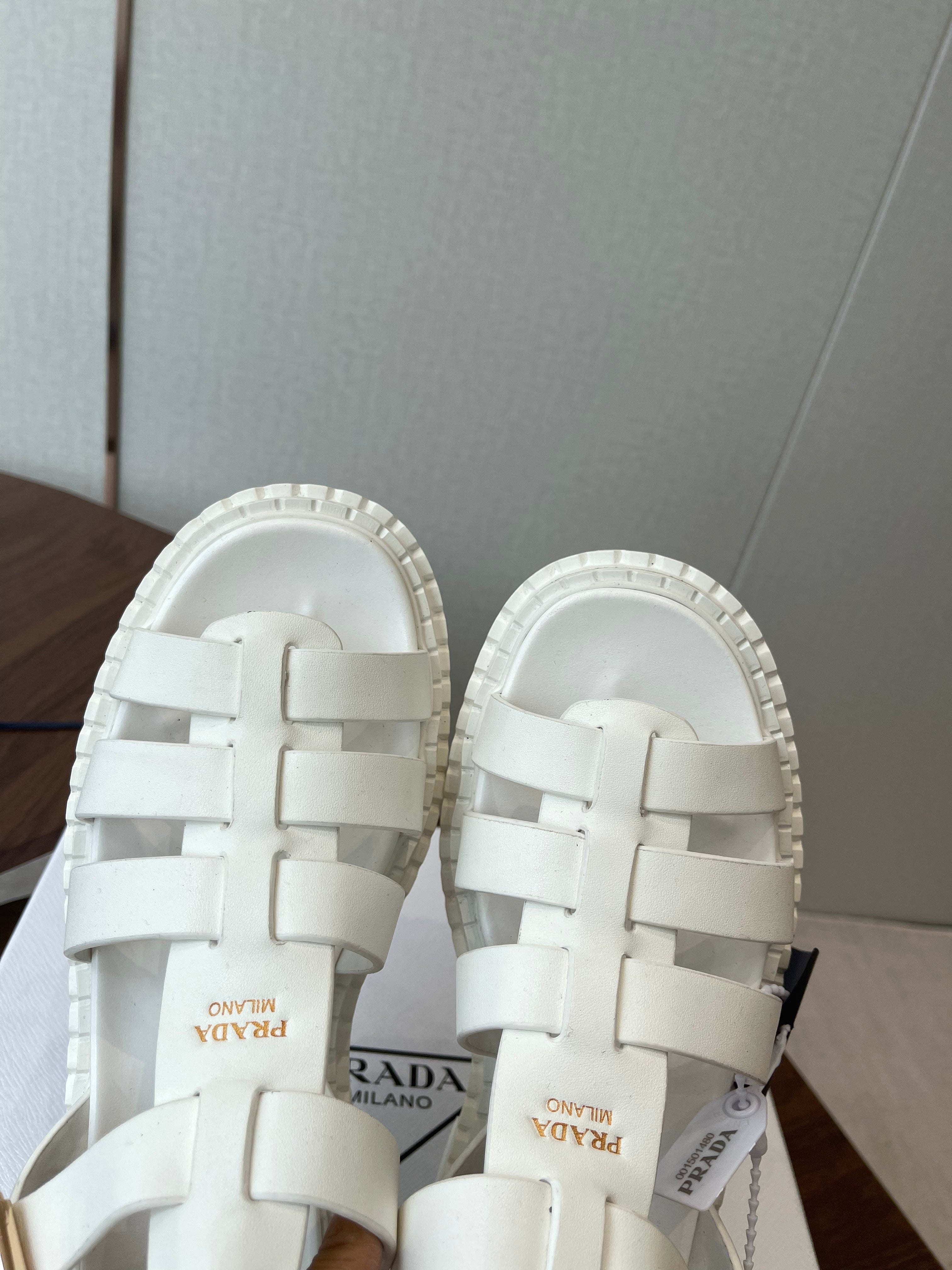 Prada Strappy Sandals 5.5cm White Leather 728560