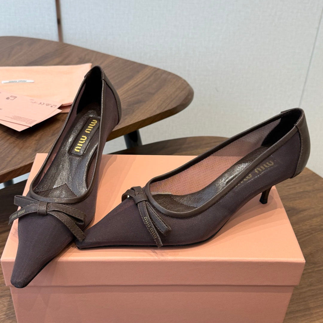 Miu 26s Pump 5.5cm Coffee Canvas 887658