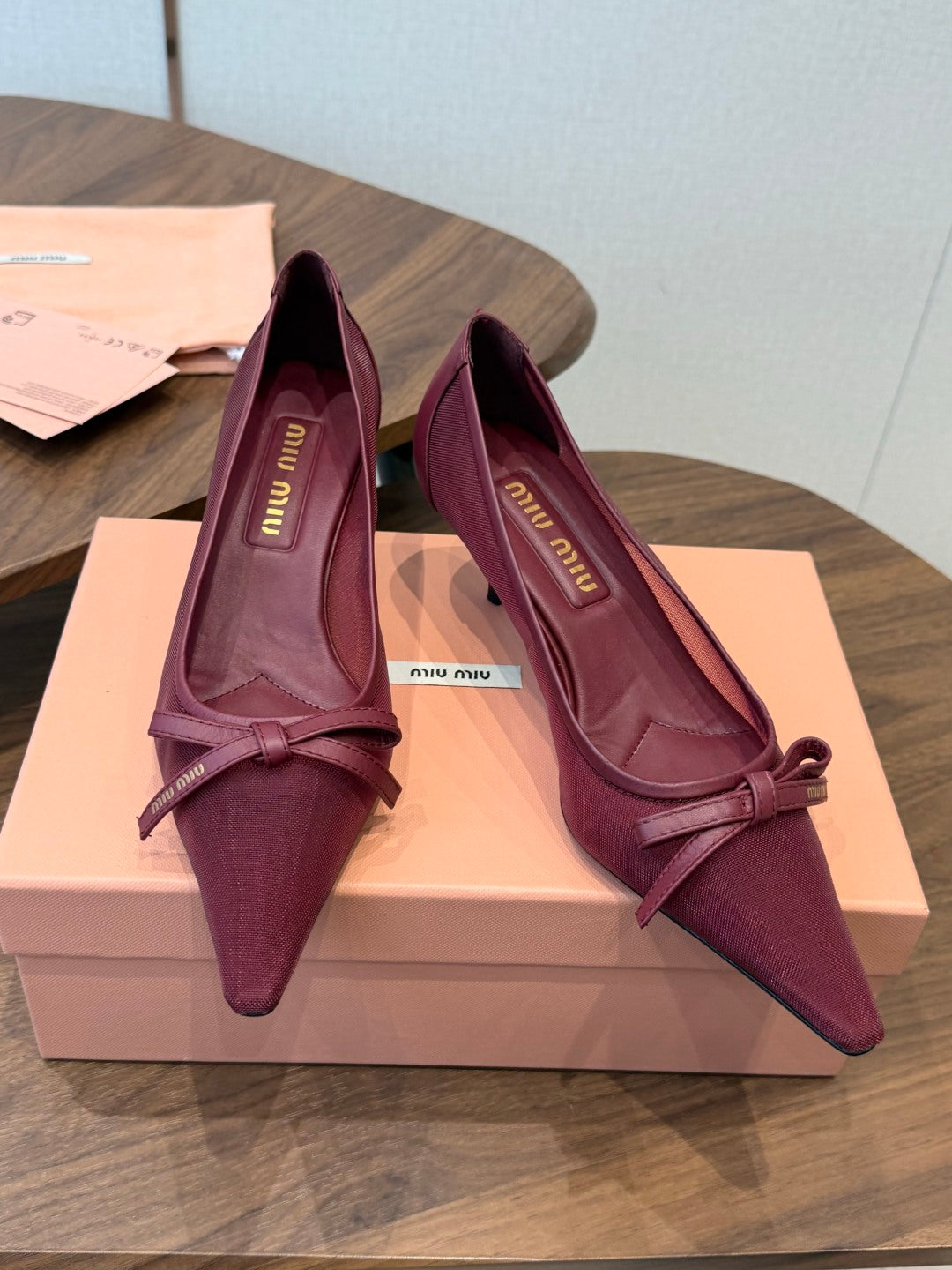Miu 26s Pump 5.5cm Burgundy Canvas 887659