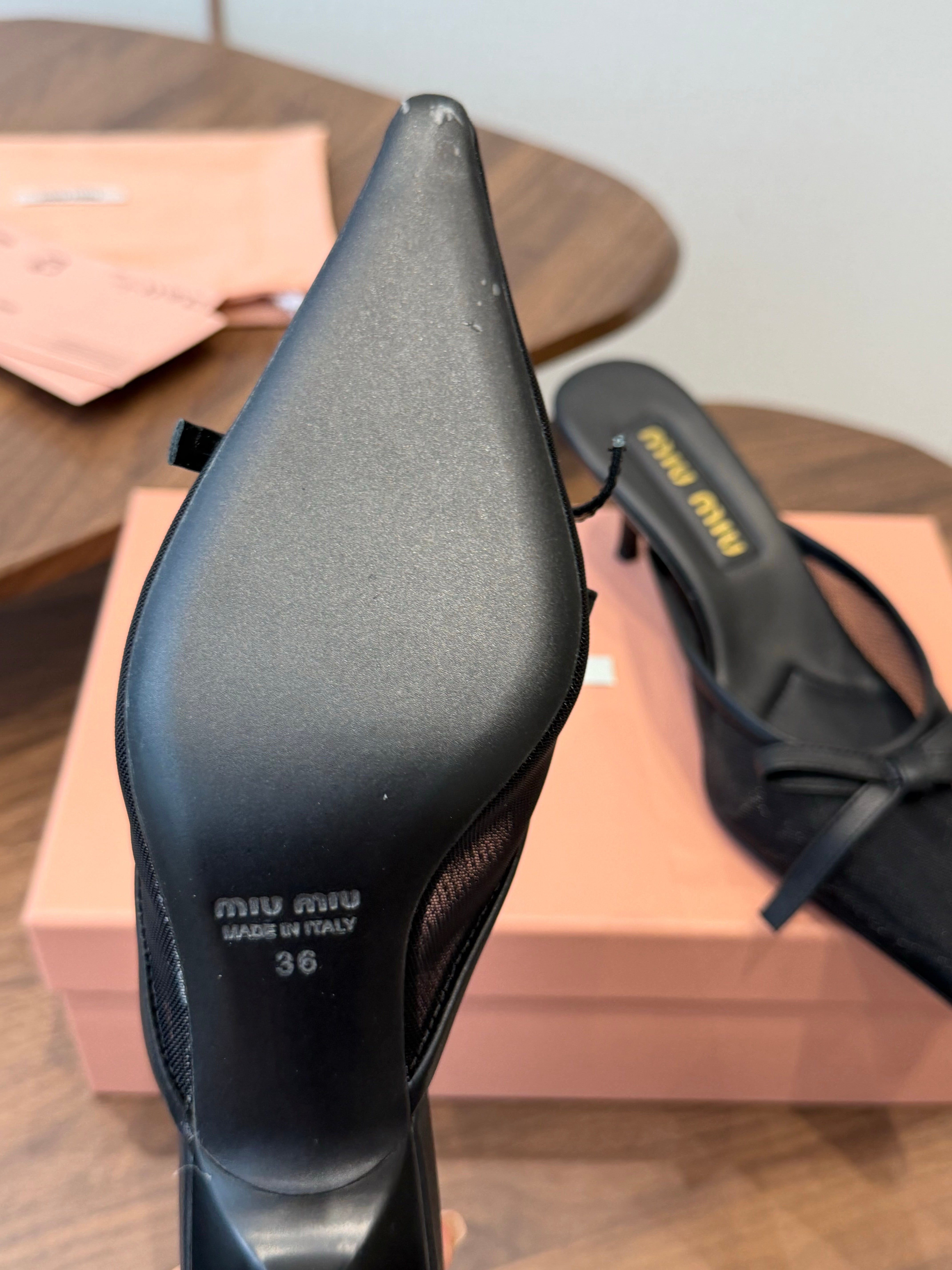 Miu 26s High-Heeled Mules Black Cotton 790457