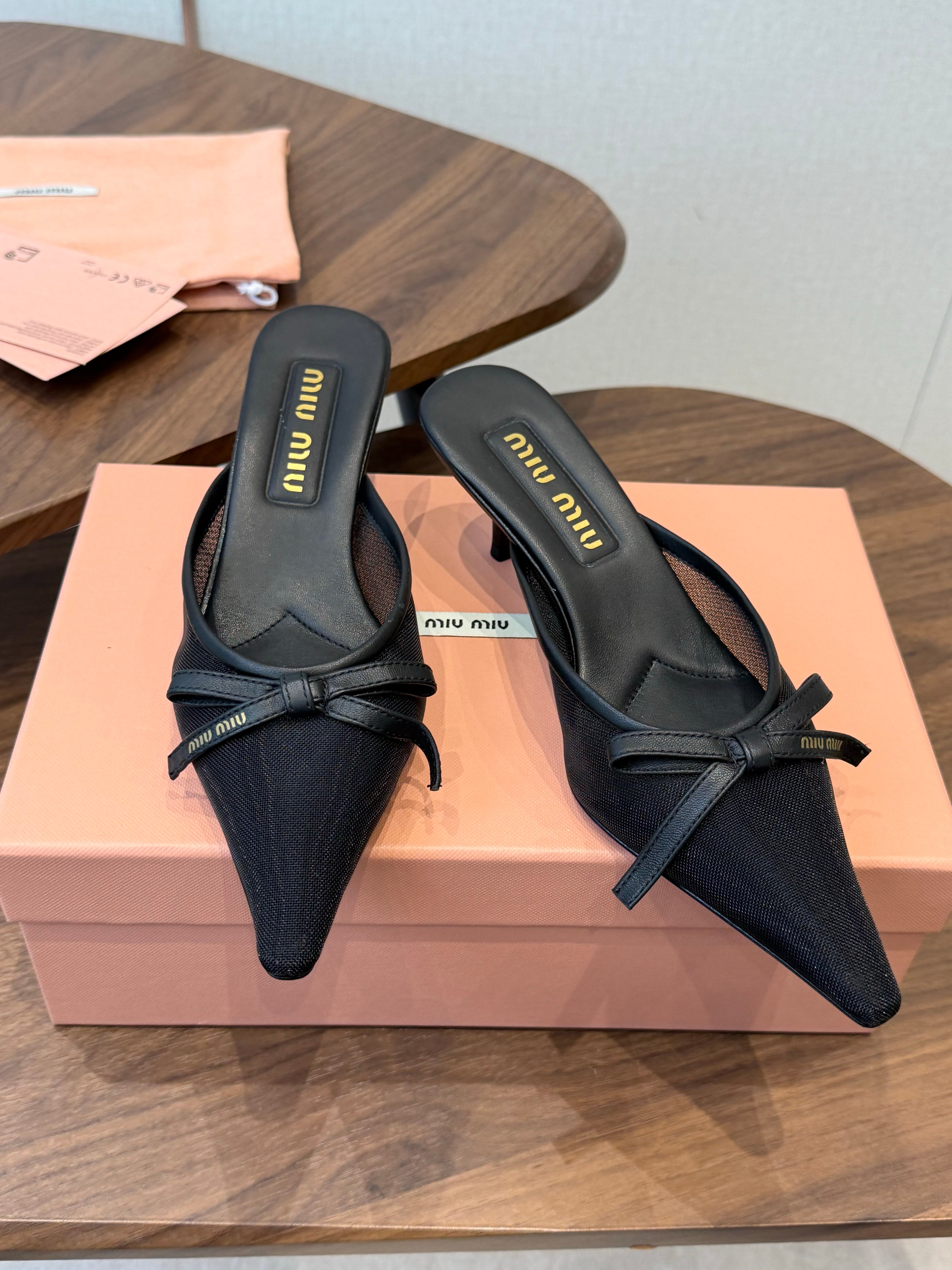Miu 26s High-Heeled Mules Black Cotton 790457