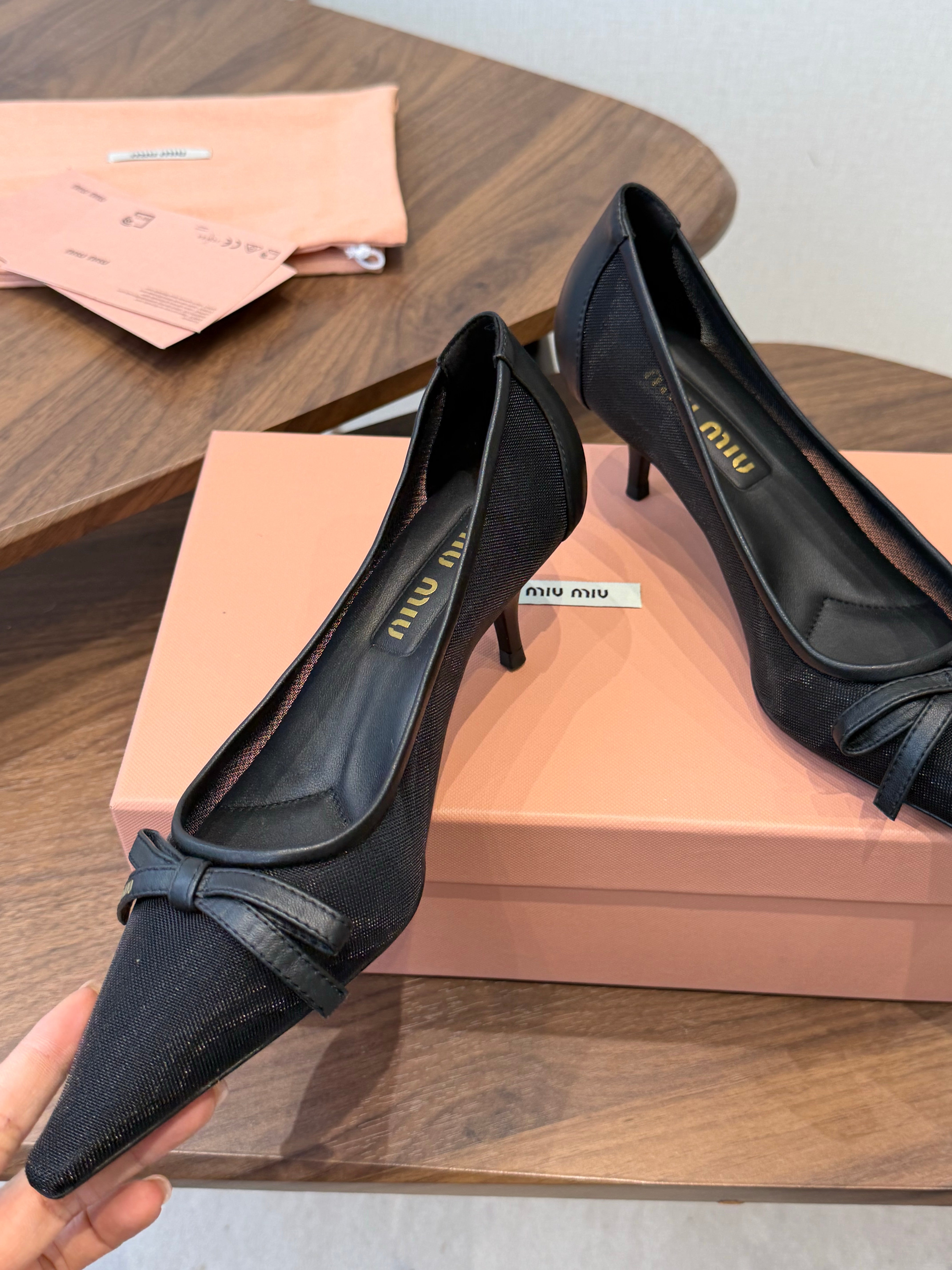 Miu 26s High-Heeled Pump Black Cotton 790460