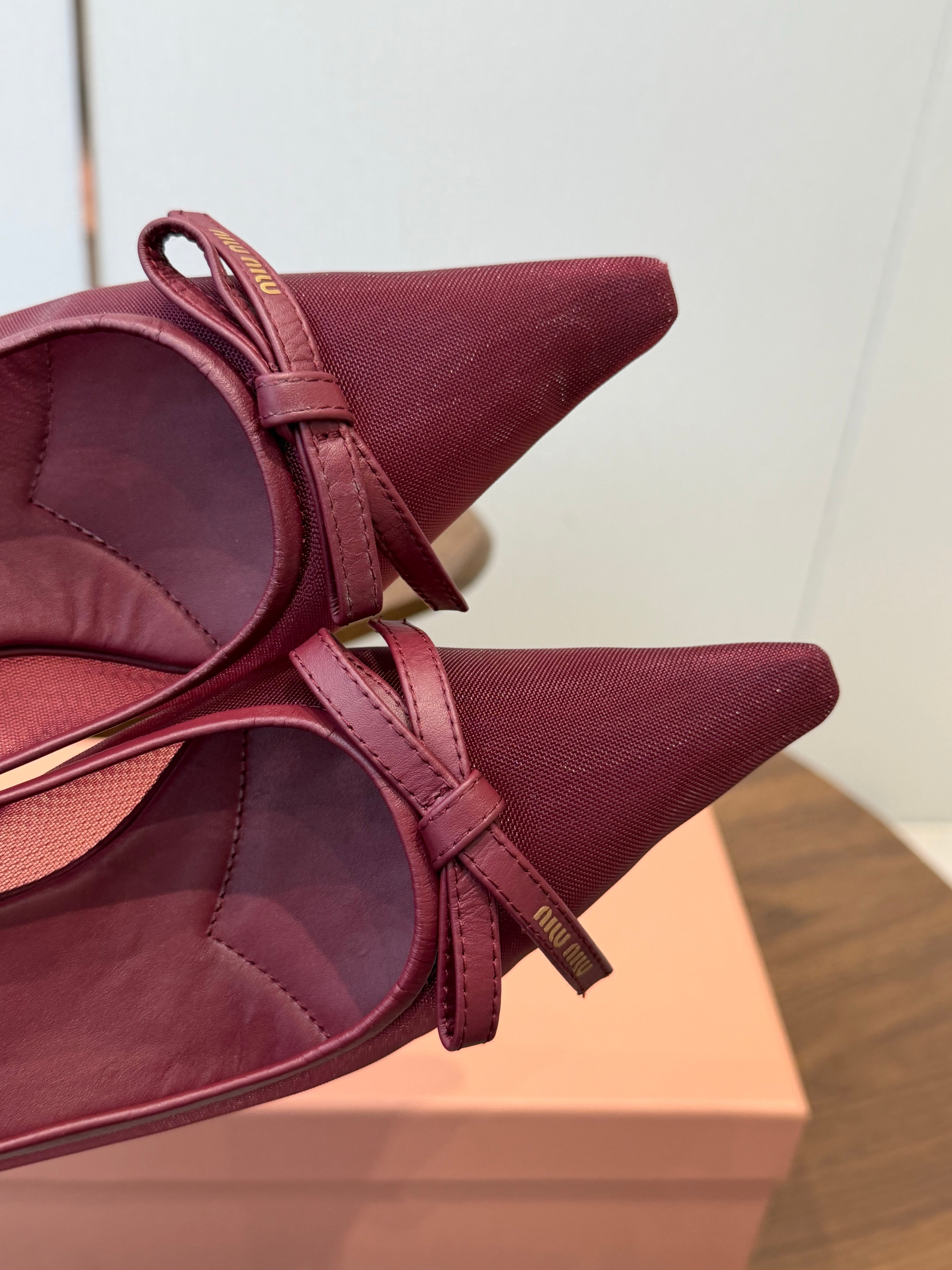 Miu 26s High-Heeled Pump Burgundy Cotton 790463