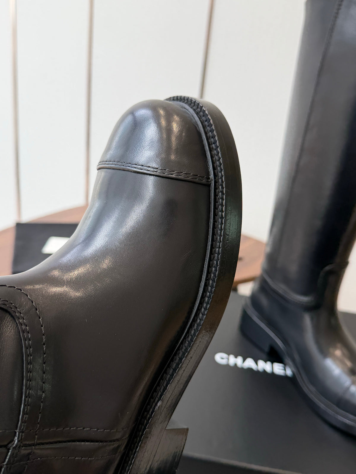 CC 26s Biker Knee Boots 3cm Black Leather 102127