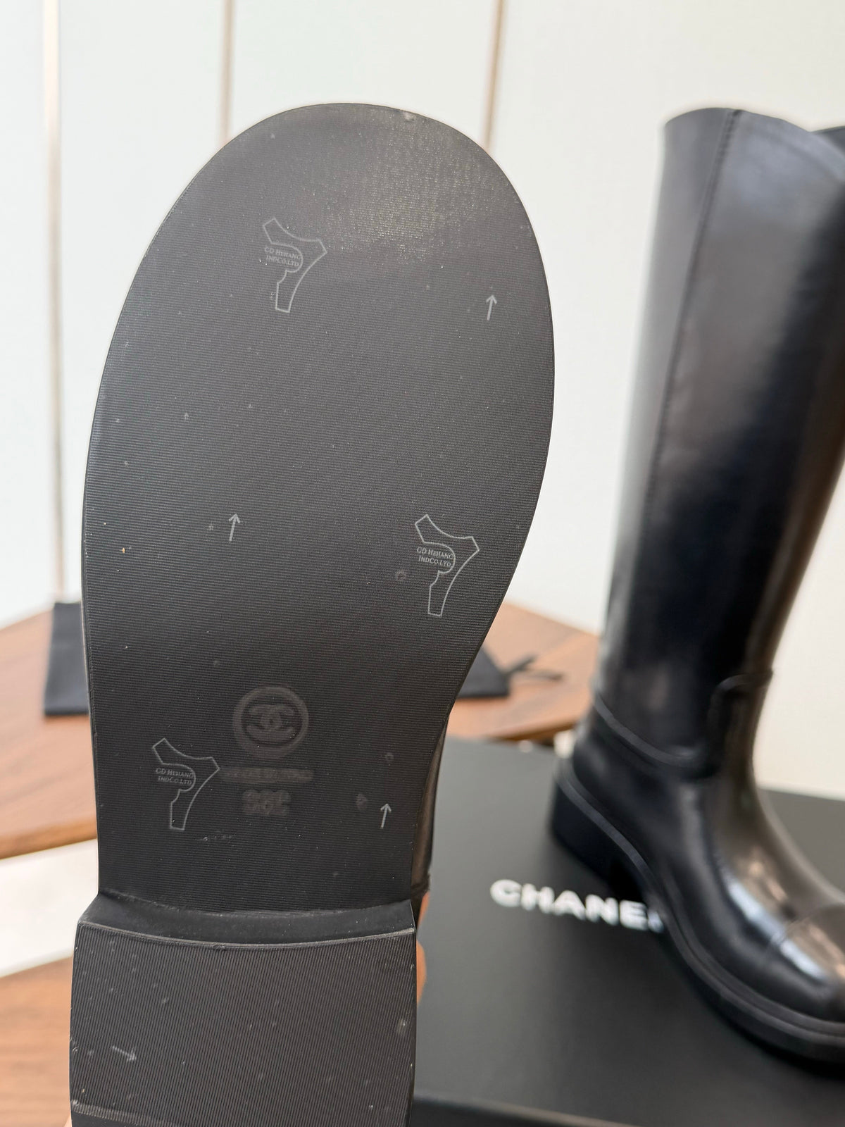CC 26s Biker Knee Boots 3cm Black Leather 102127