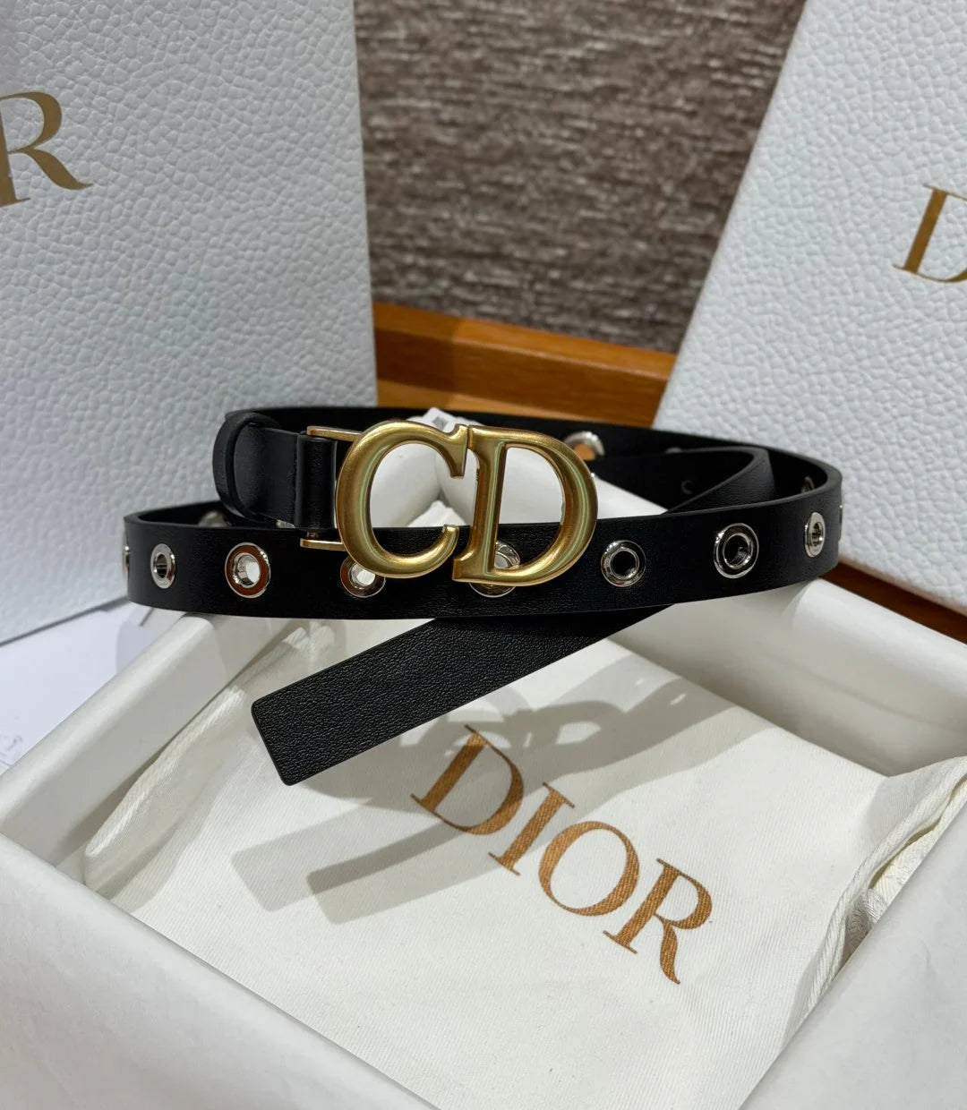 Dior 2026 Montaigne Studded Belt 2.0cm Smooth Leather