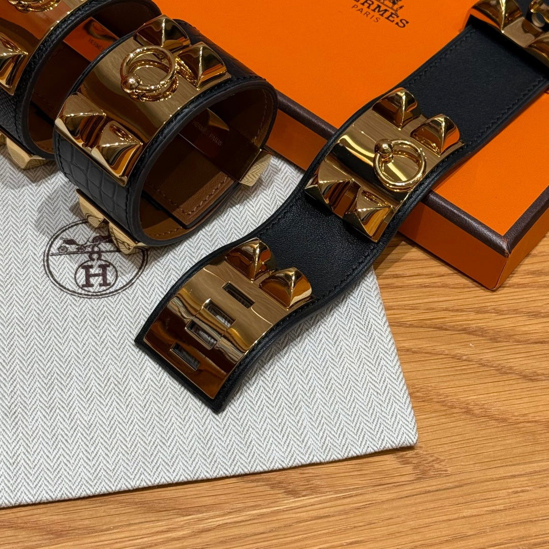 HM Collier De Chien 24 Bracelet Black Cowhide 216638