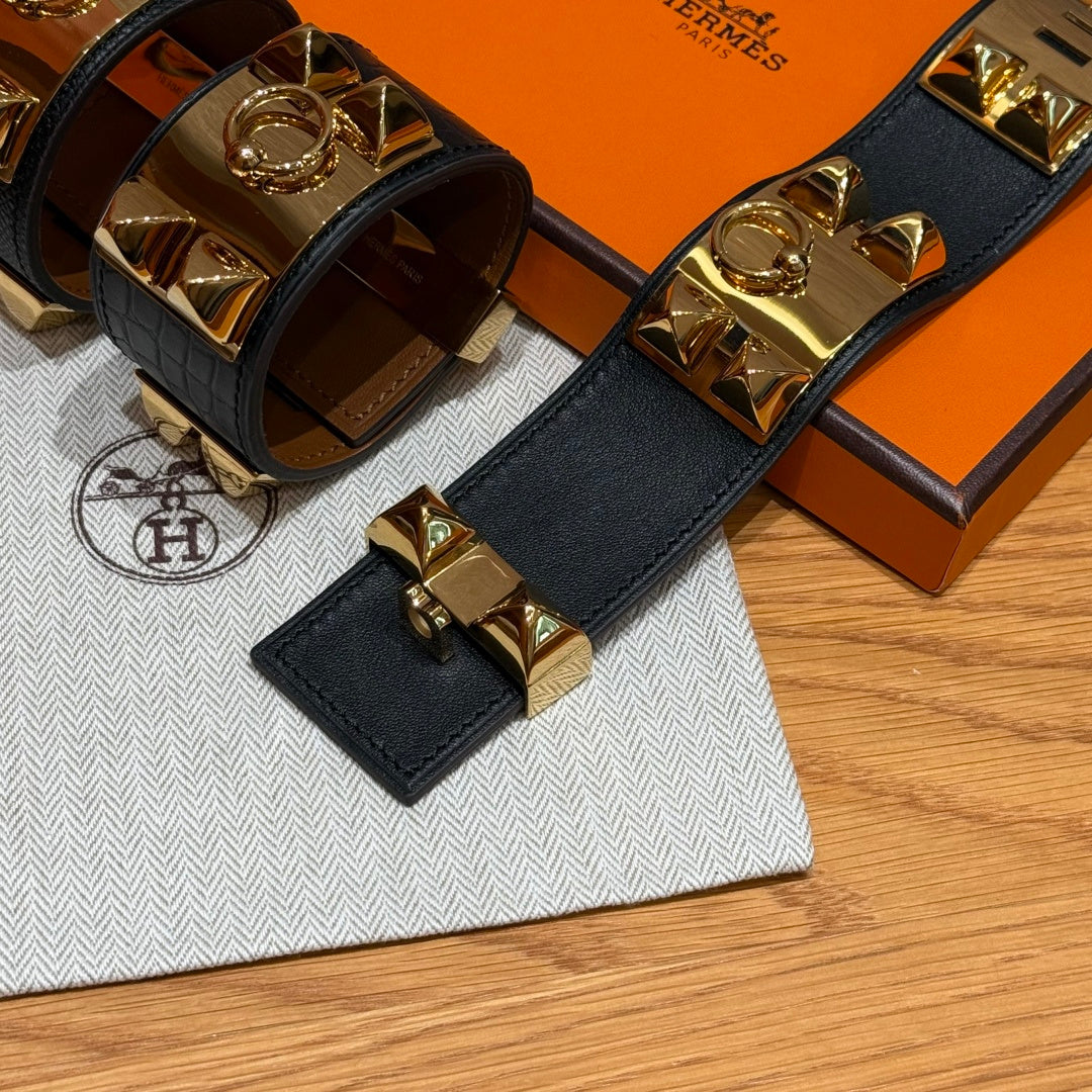 HM Collier De Chien 24 Bracelet Black Cowhide 216638