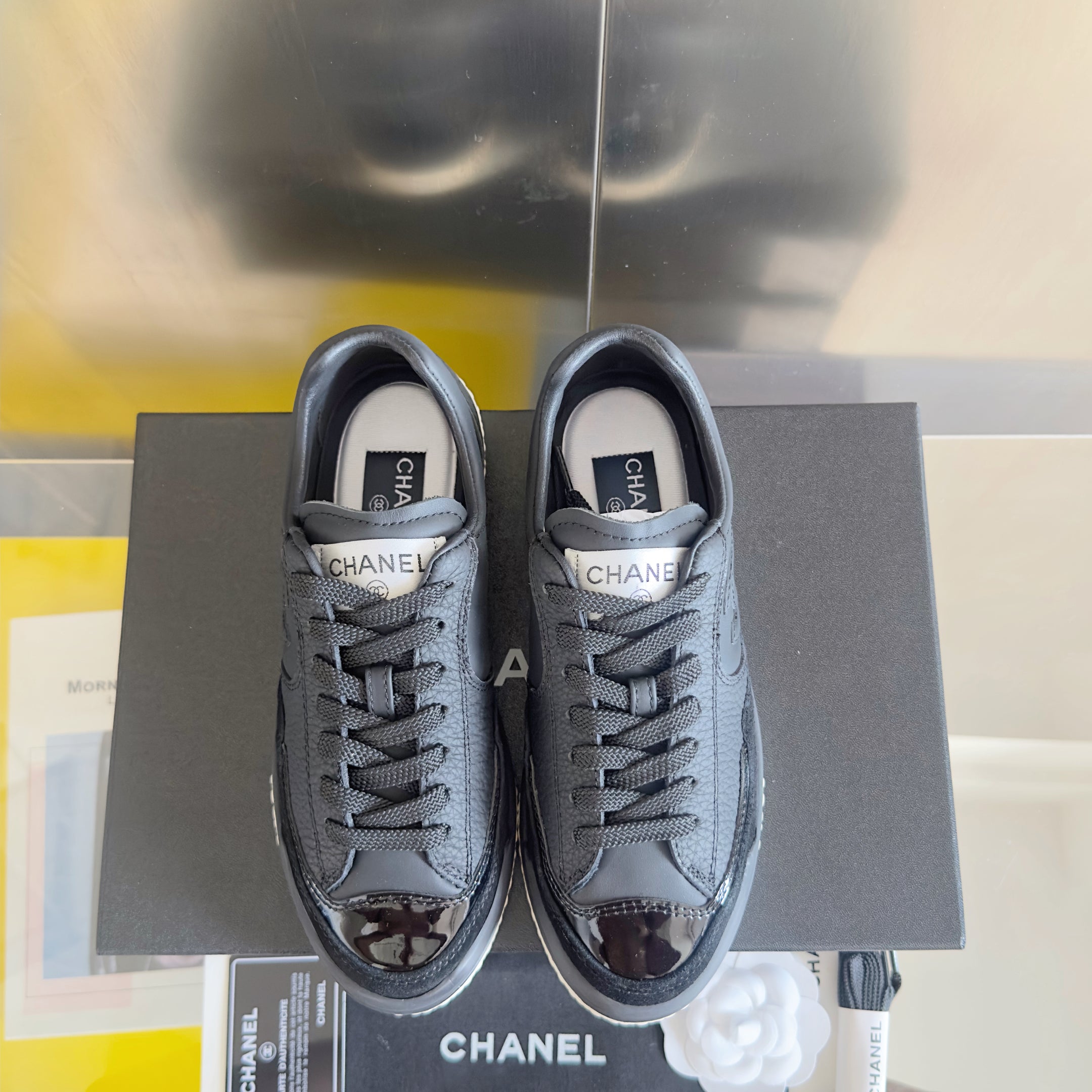 CC 25K British Baseball Shoes Black Cowhide Patent Leather 459740