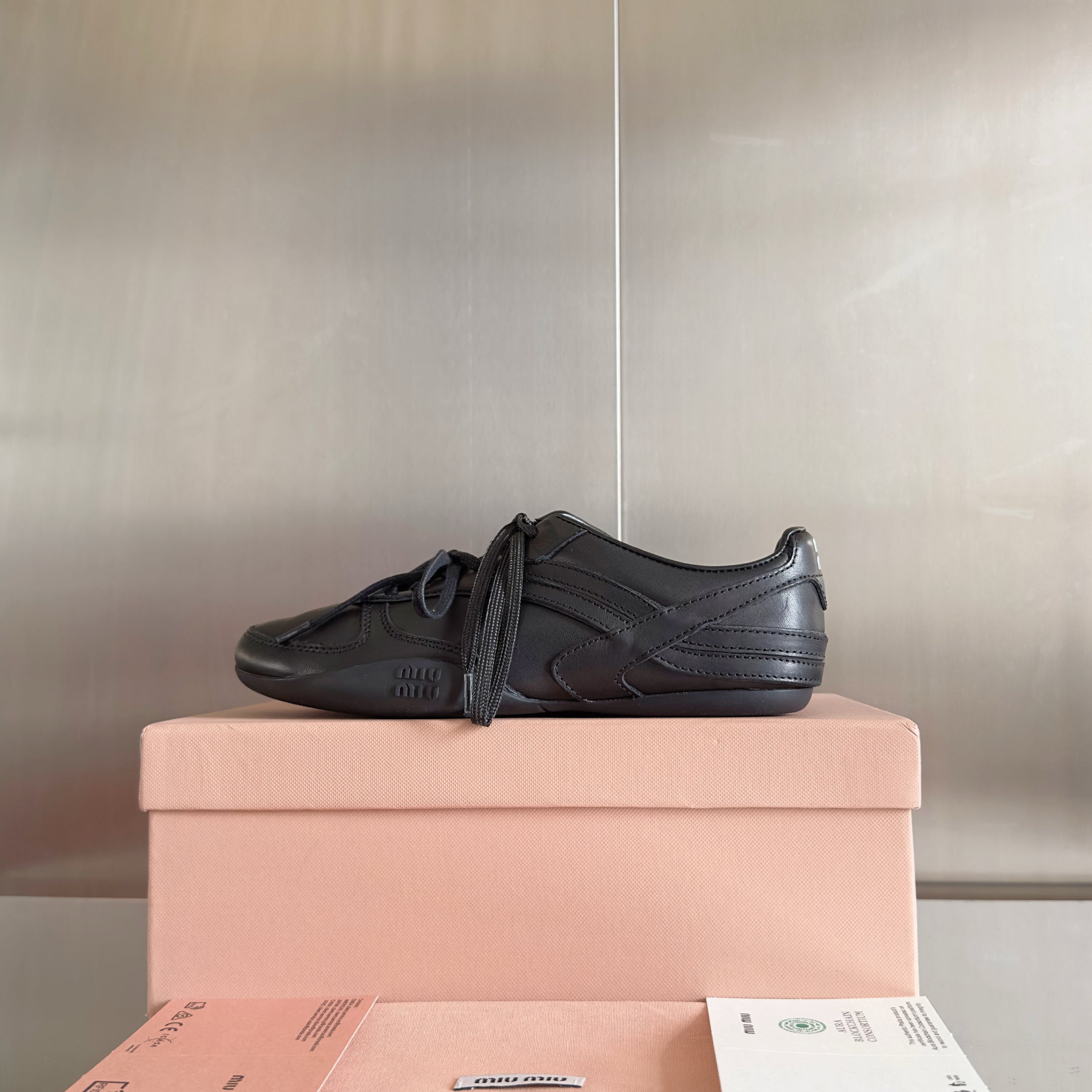 Miu Gymnasium Sneakers Black Cowhide 509751