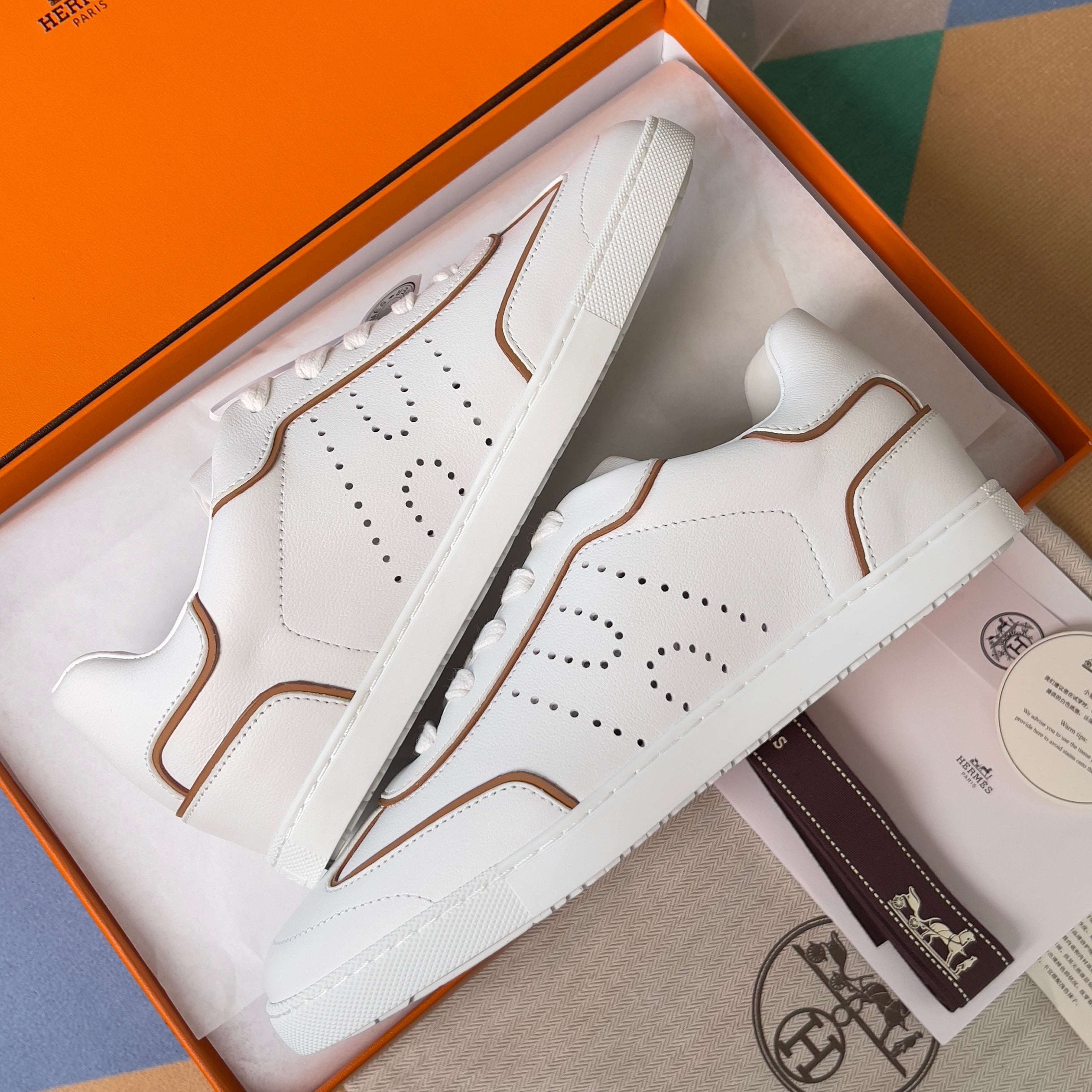 HM Match Sneaker White mix Brown Sheepskin 609040
