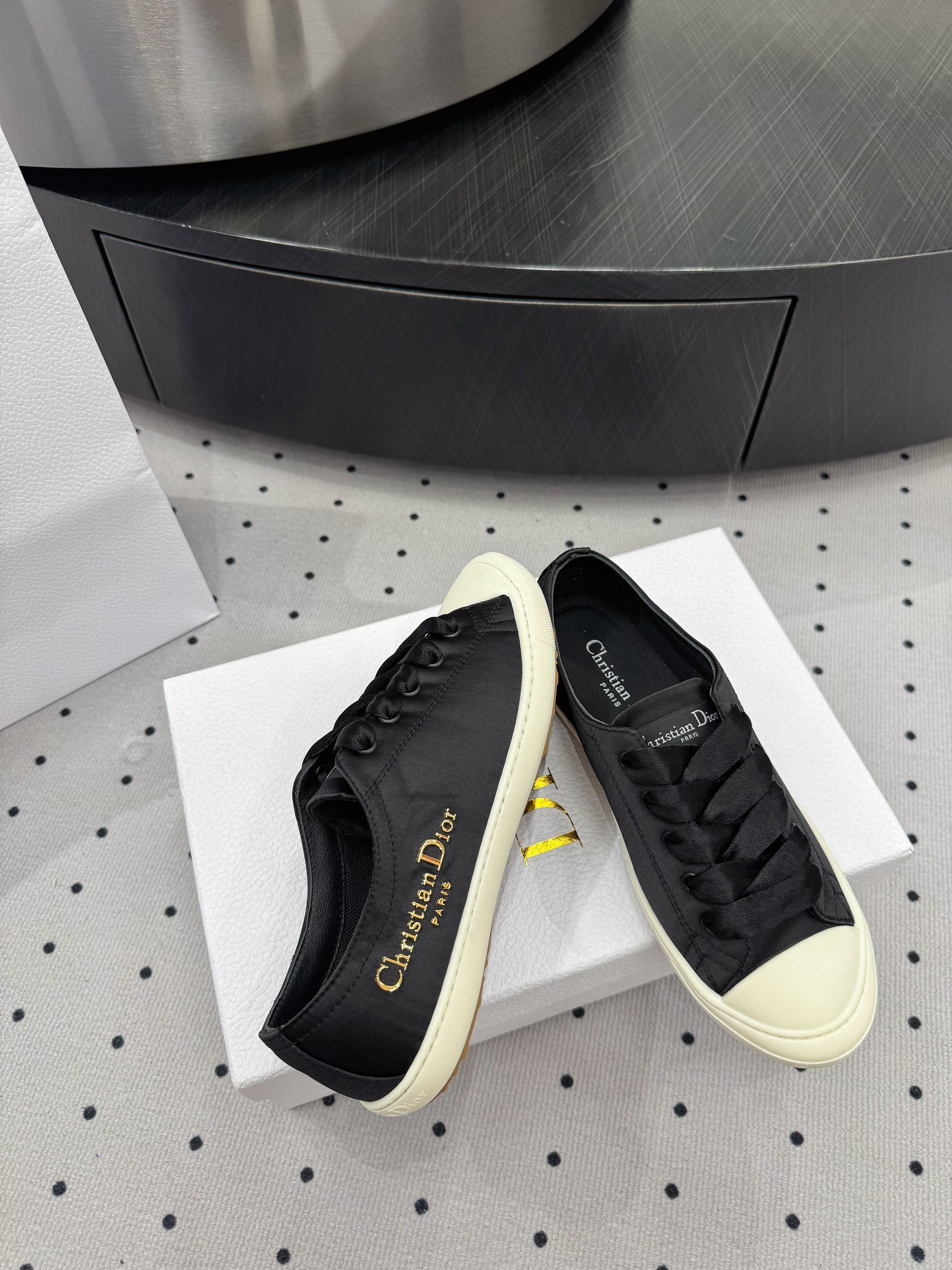 Dior Lucky Sneaker Black Satin 618071
