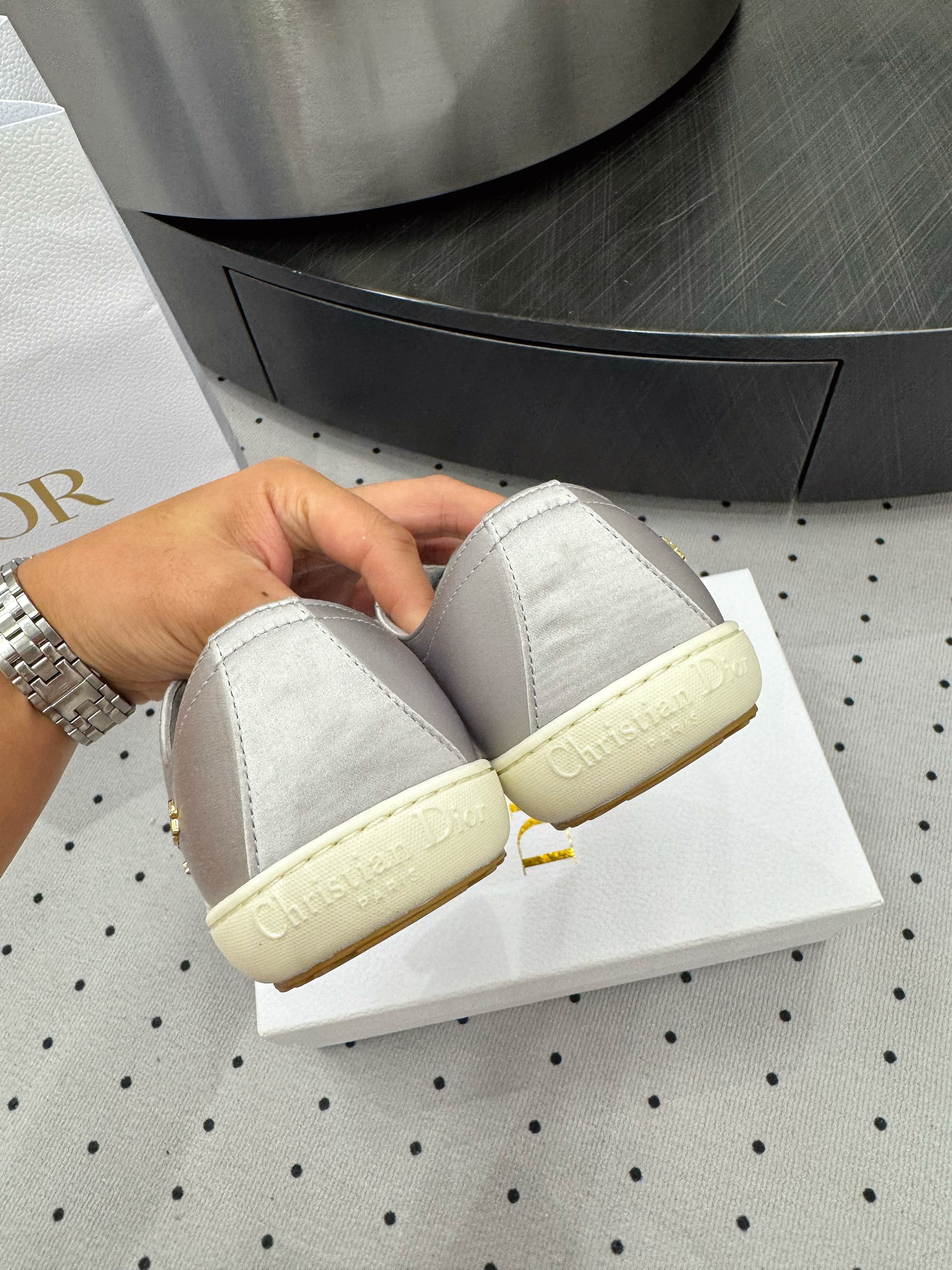 Dior Lucky Sneaker Grey Satin 618073