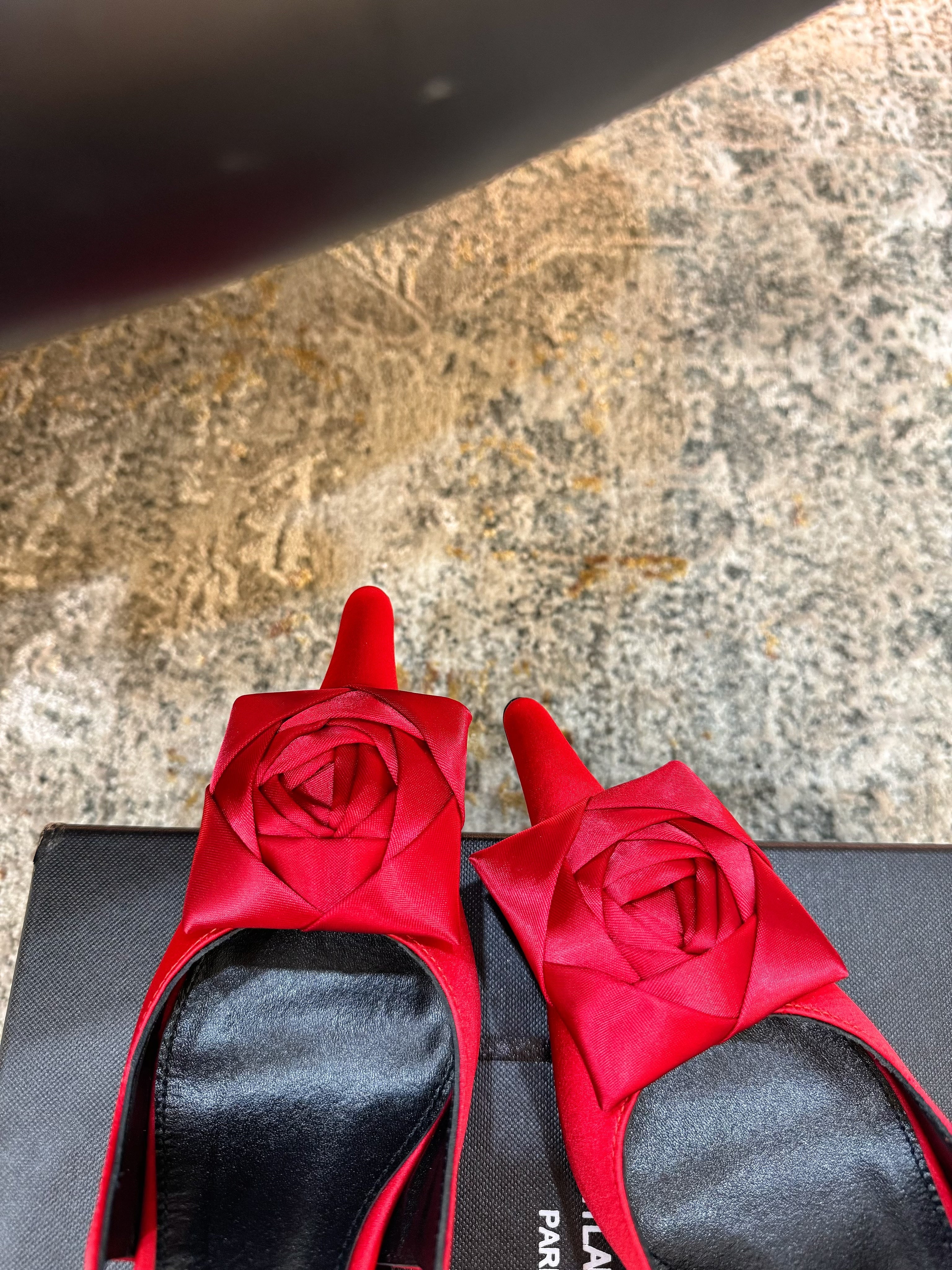 YSL Dakota Pumps 50mm Red Satin 637211