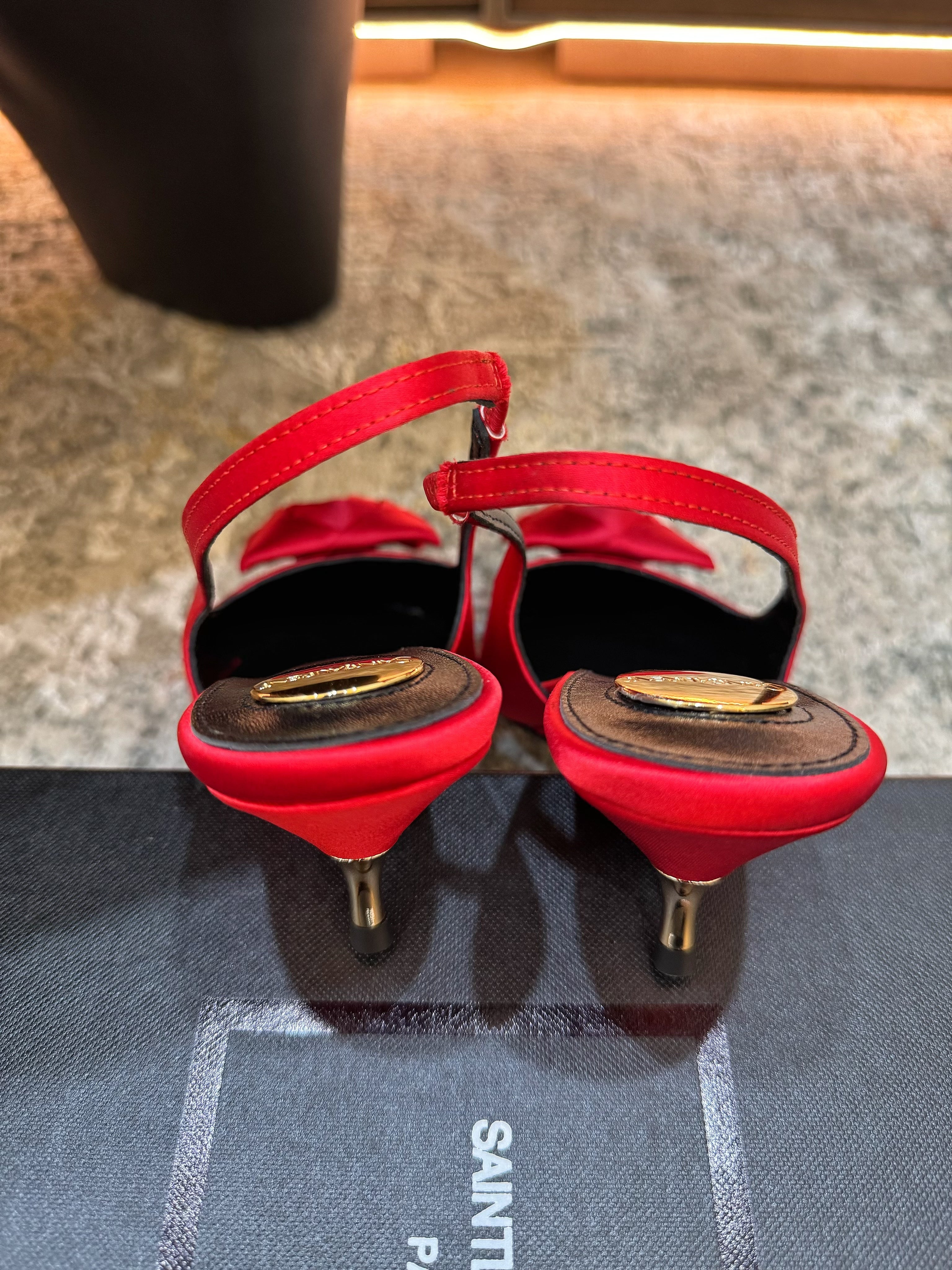 YSL Dakota Pumps 50mm Red Satin 637211