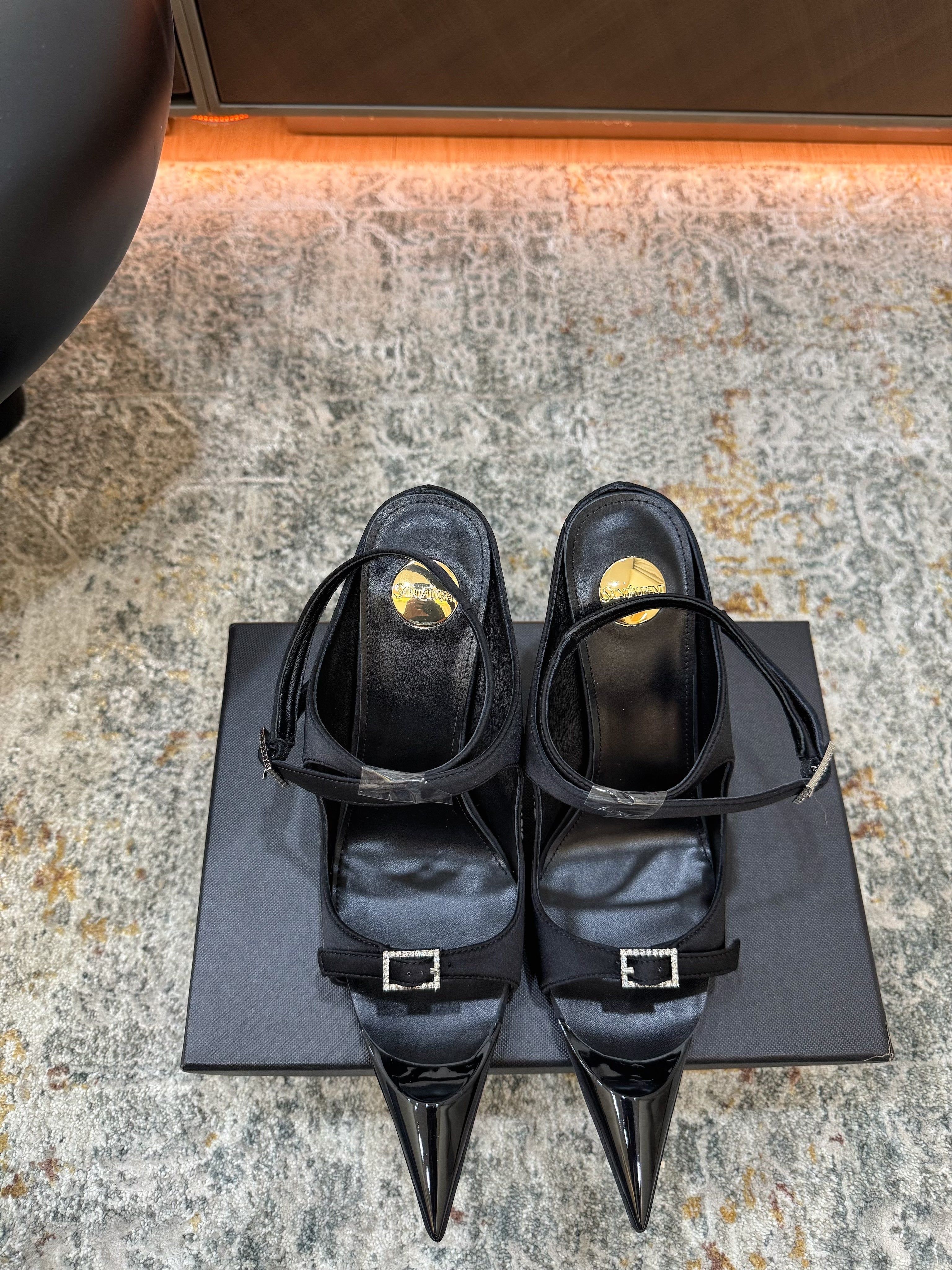 YSL 26FW Sandal 10.5cm Black Silk 803984