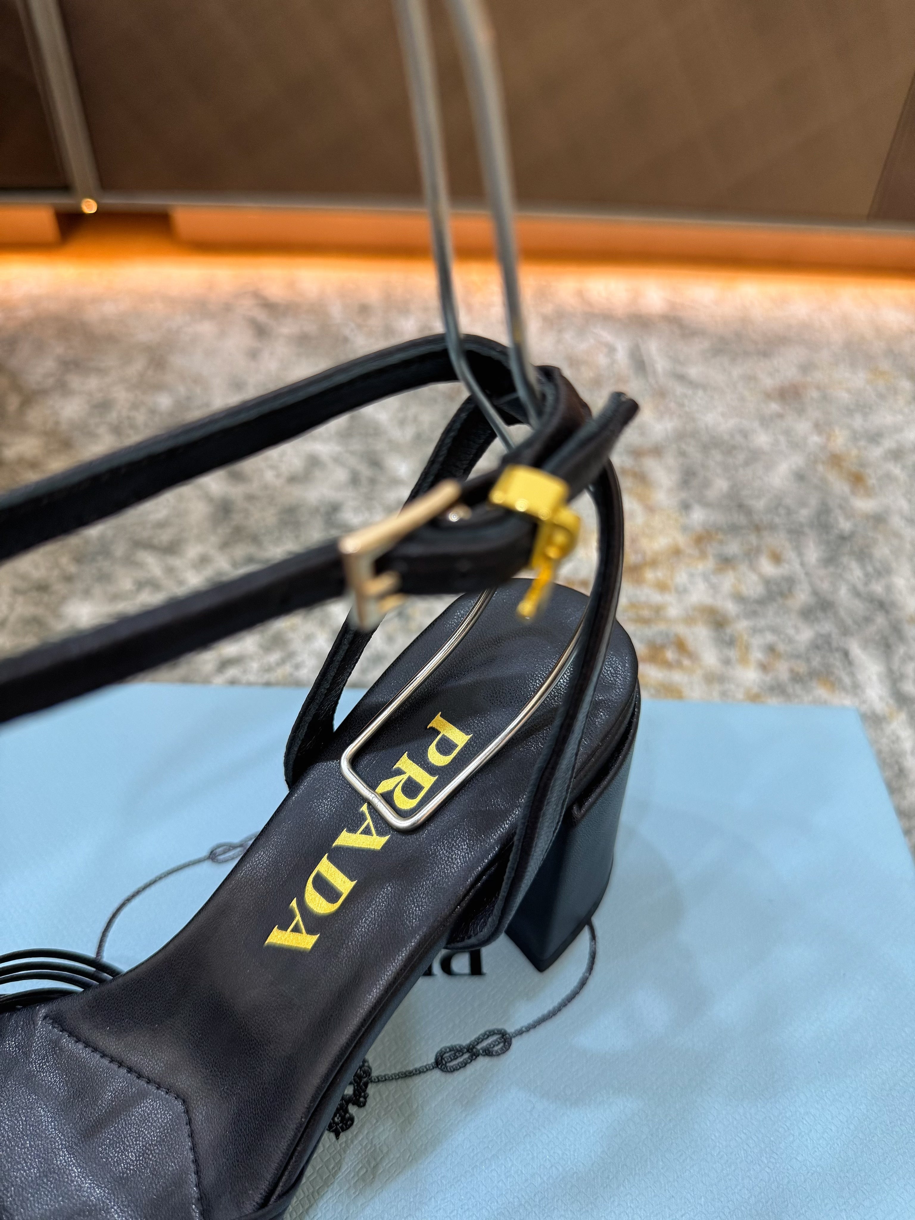 Prada Heeled Sandals 7cm Black Leather 804098