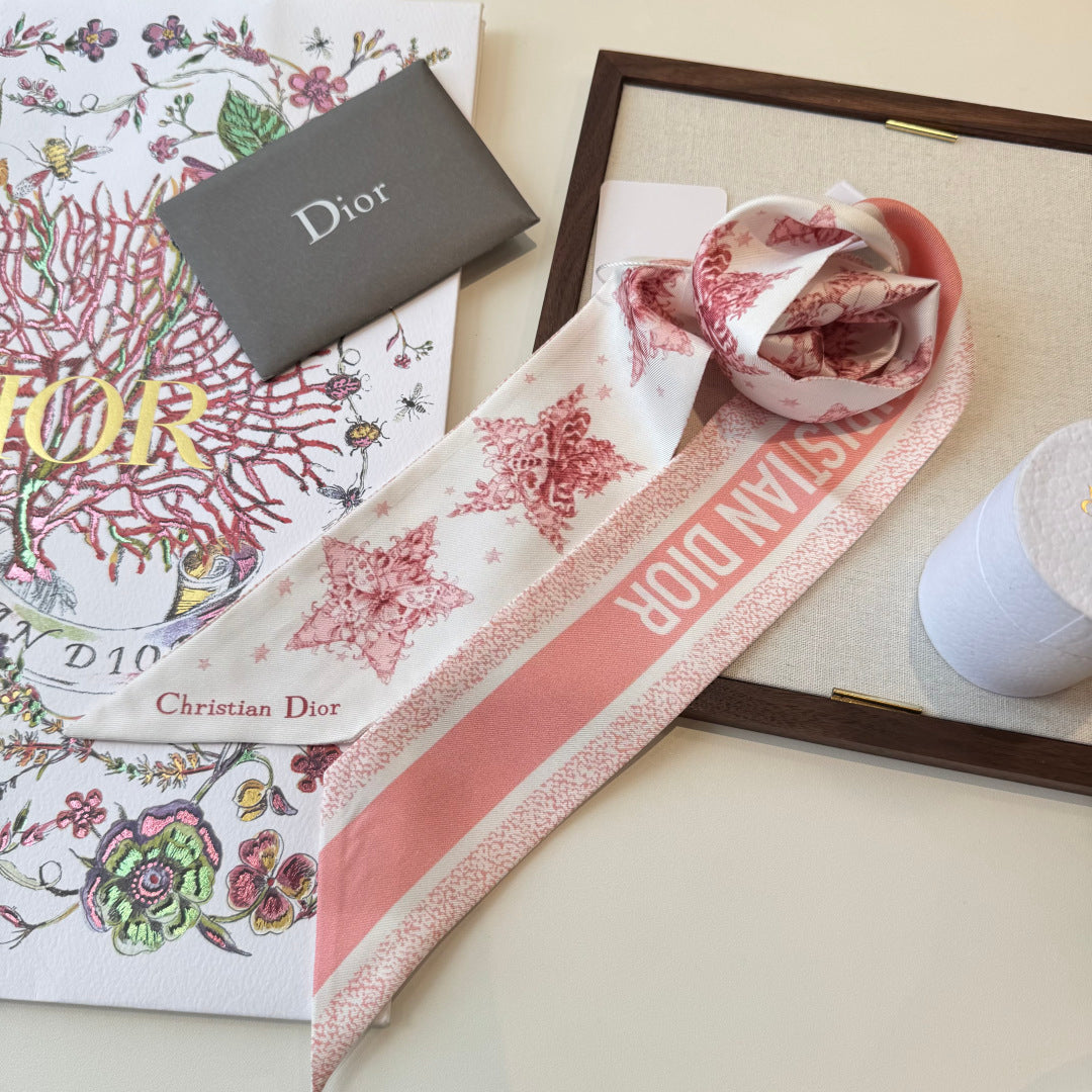 CD Twilly Mini Scarf 105cm Pink Mulberry Silk 969065