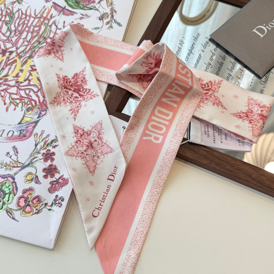 CD Twilly Mini Scarf 105cm Pink Mulberry Silk 969065