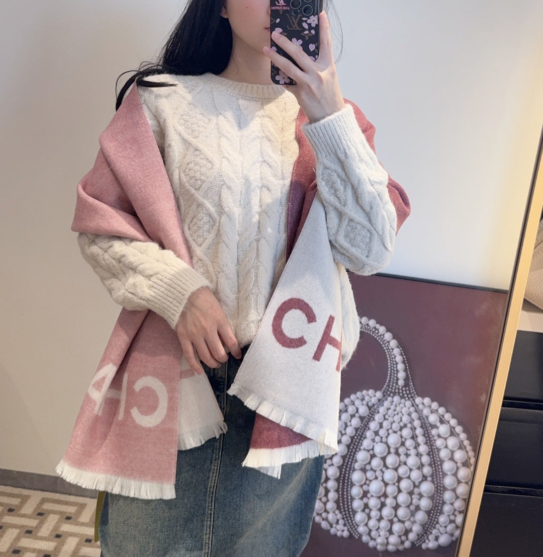 CC Large Double C Scarf 45x175cm Cashmere 145879